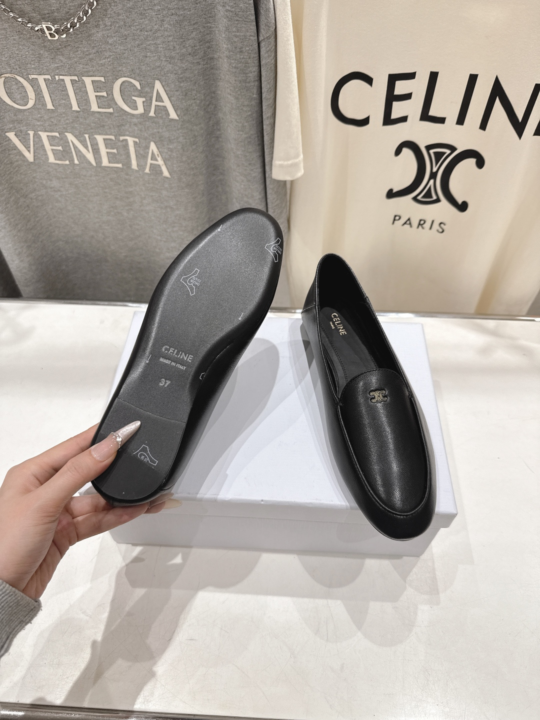 高版本出厂 celine/赛琳F035 26ss/专柜新款仙女风平底一脚蹬休闲鞋单鞋玛丽珍乐福鞋～各路博