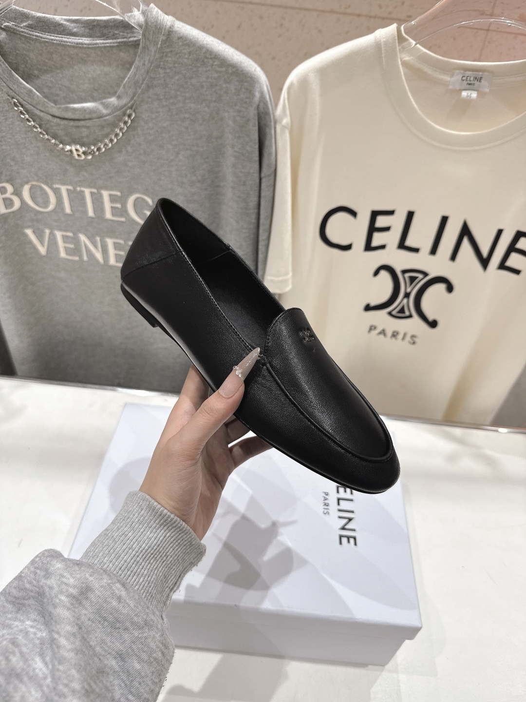 高版本出厂 celine/赛琳F035 26ss/专柜新款仙女风平底一脚蹬休闲鞋单鞋玛丽珍乐福鞋～各路博