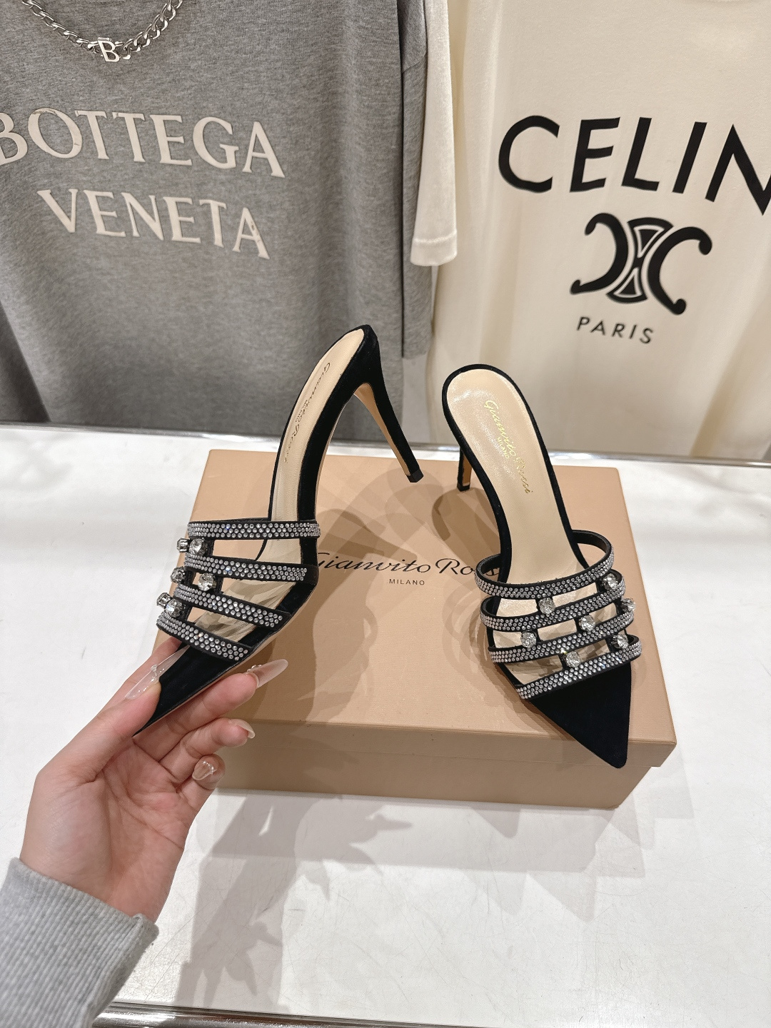 高版本出厂 吉安维托·罗西F030 (Gianvito Rossi) 2026ss夏季最新款尖头水钻高跟