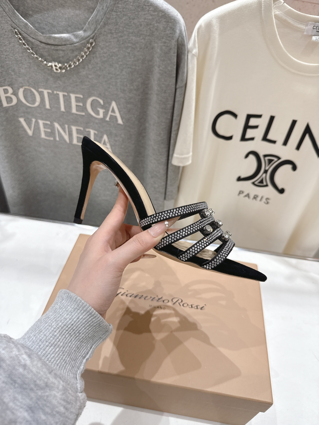 高版本出厂 吉安维托·罗西F030 (Gianvito Rossi) 2026ss夏季最新款尖头水钻高跟