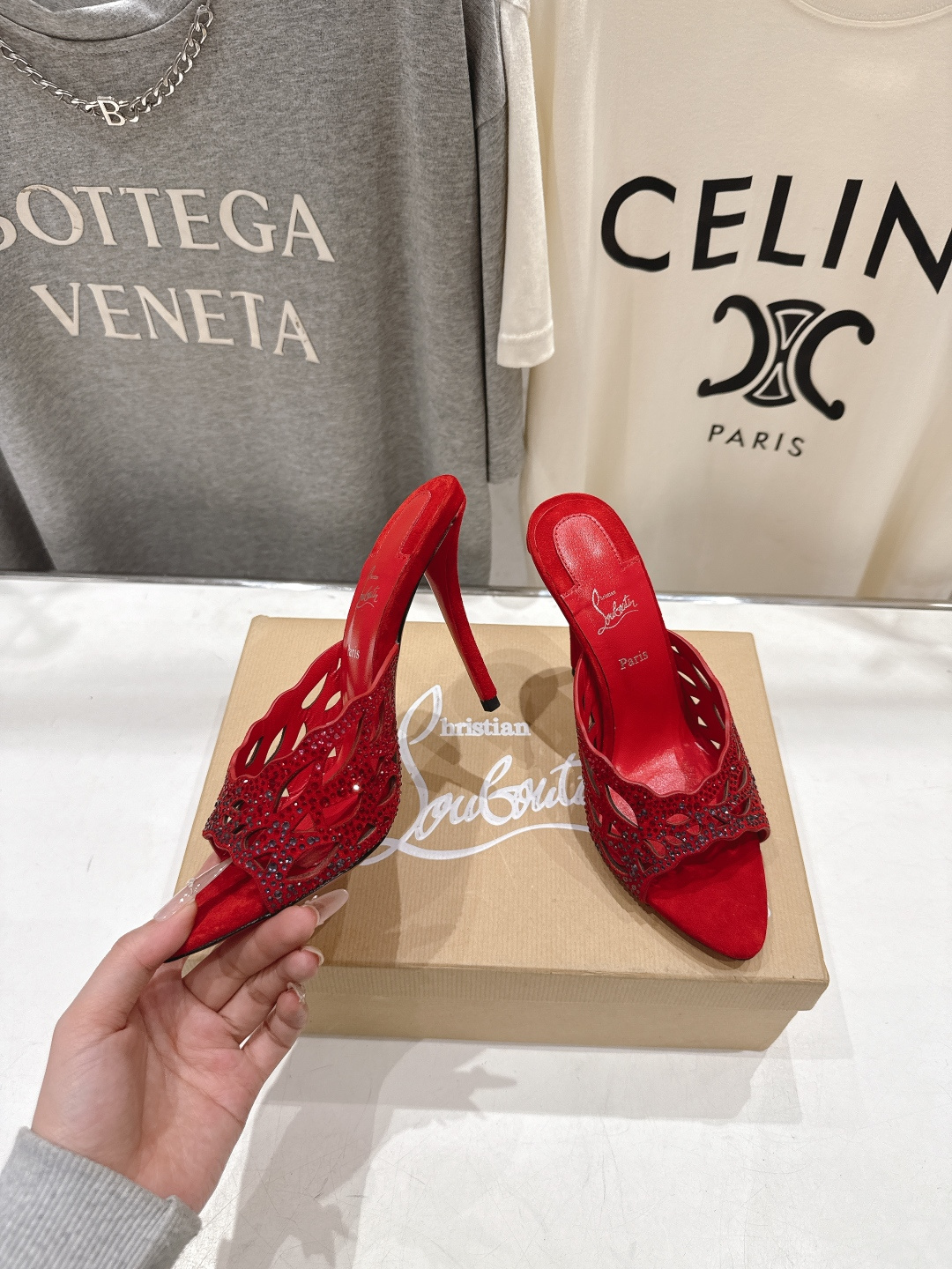 高版本出厂 Christian Loubotti CL红底鞋F030 2026ss夏季新款烫钻仙女风高跟