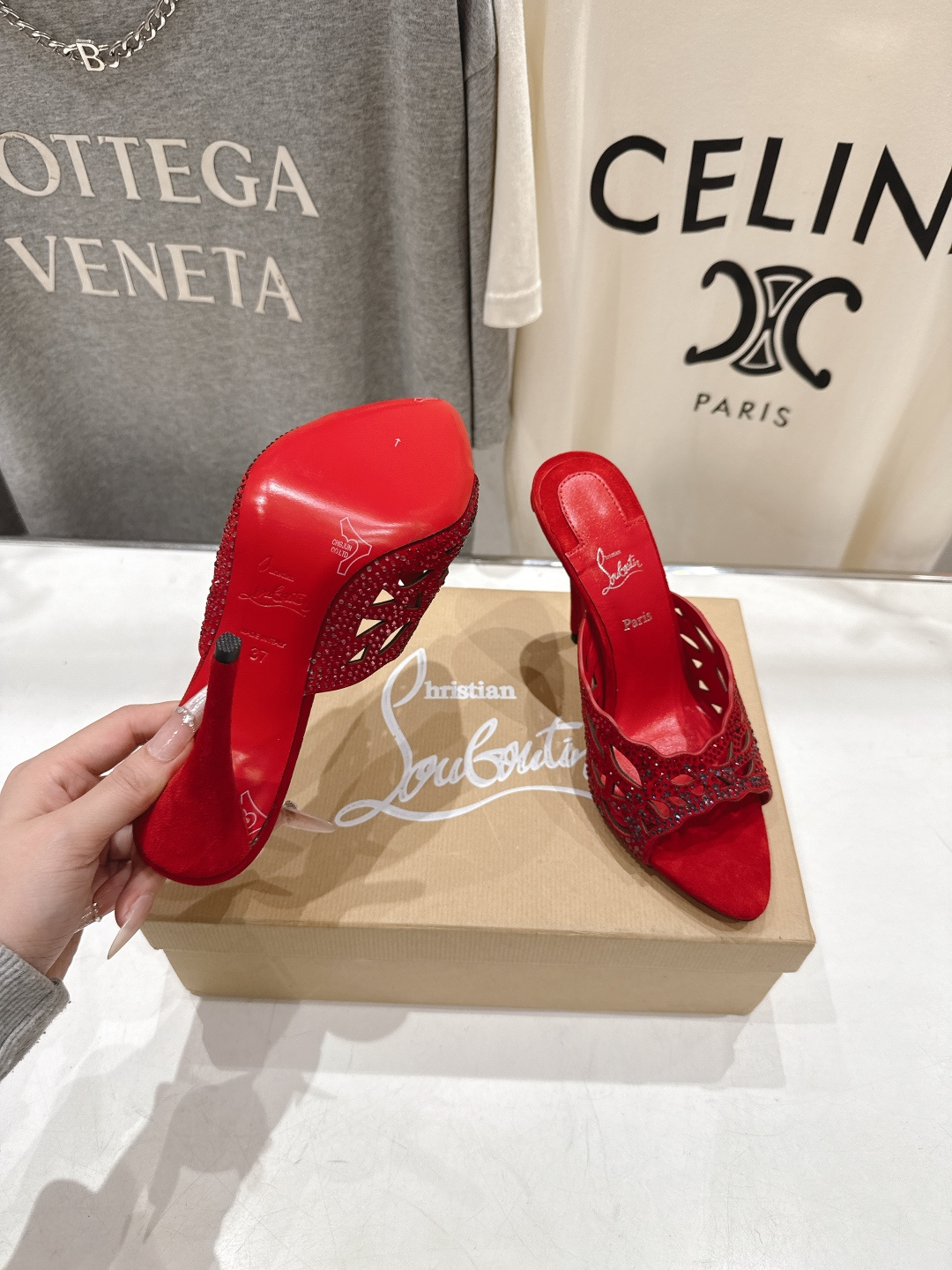 高版本出厂 Christian Loubotti CL红底鞋F030 2026ss夏季新款烫钻仙女风高跟