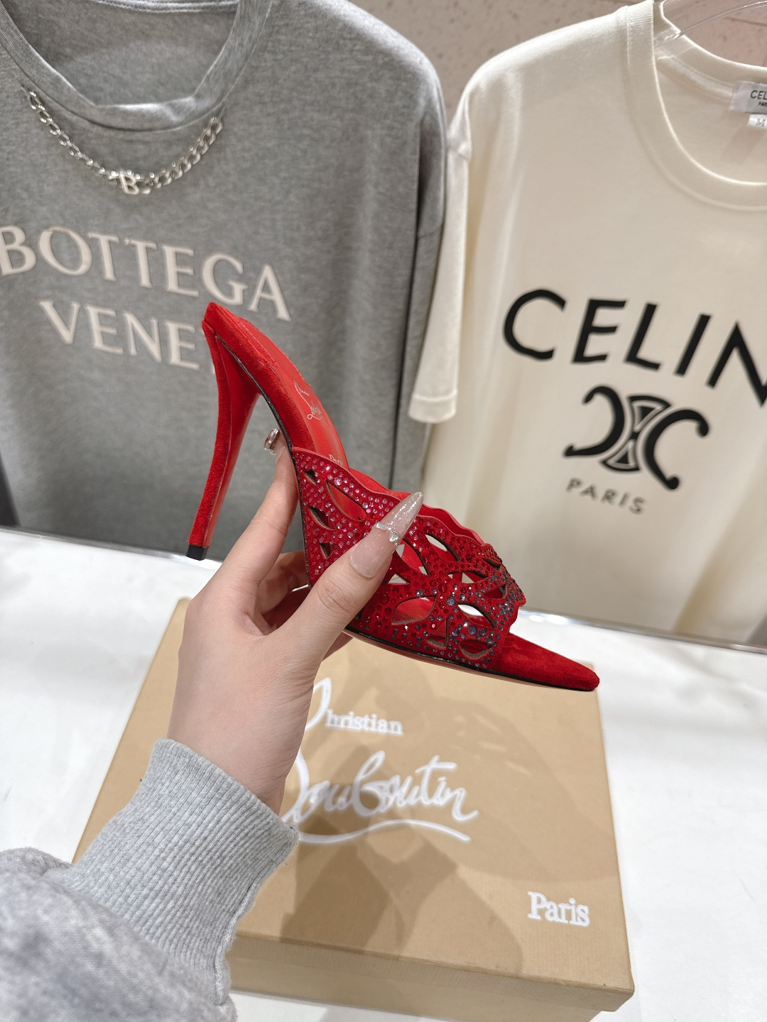 高版本出厂 Christian Loubotti CL红底鞋F030 2026ss夏季新款烫钻仙女风高跟