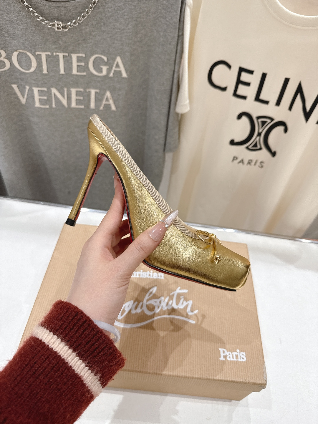 高版本出厂 Christian Loubotti CL红底鞋F030 2026ss新款蝴蝶结仙女风高跟鞋