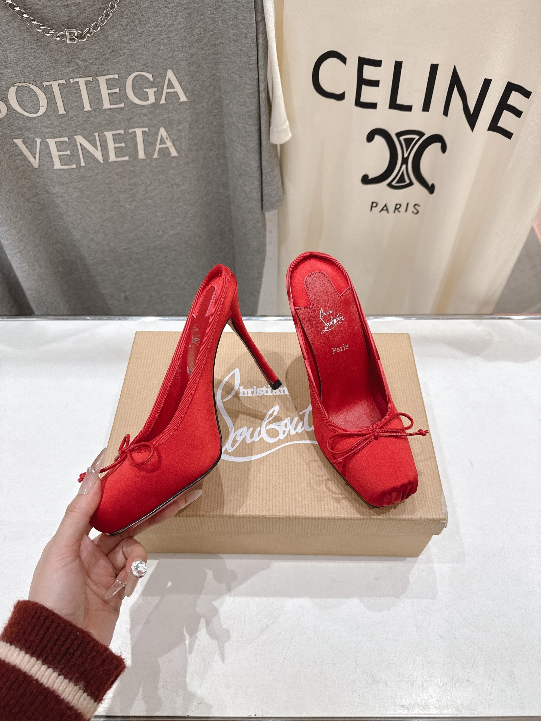 高版本出厂 Christian Loubotti CL红底鞋F030 2026ss新款蝴蝶结仙女风高跟鞋