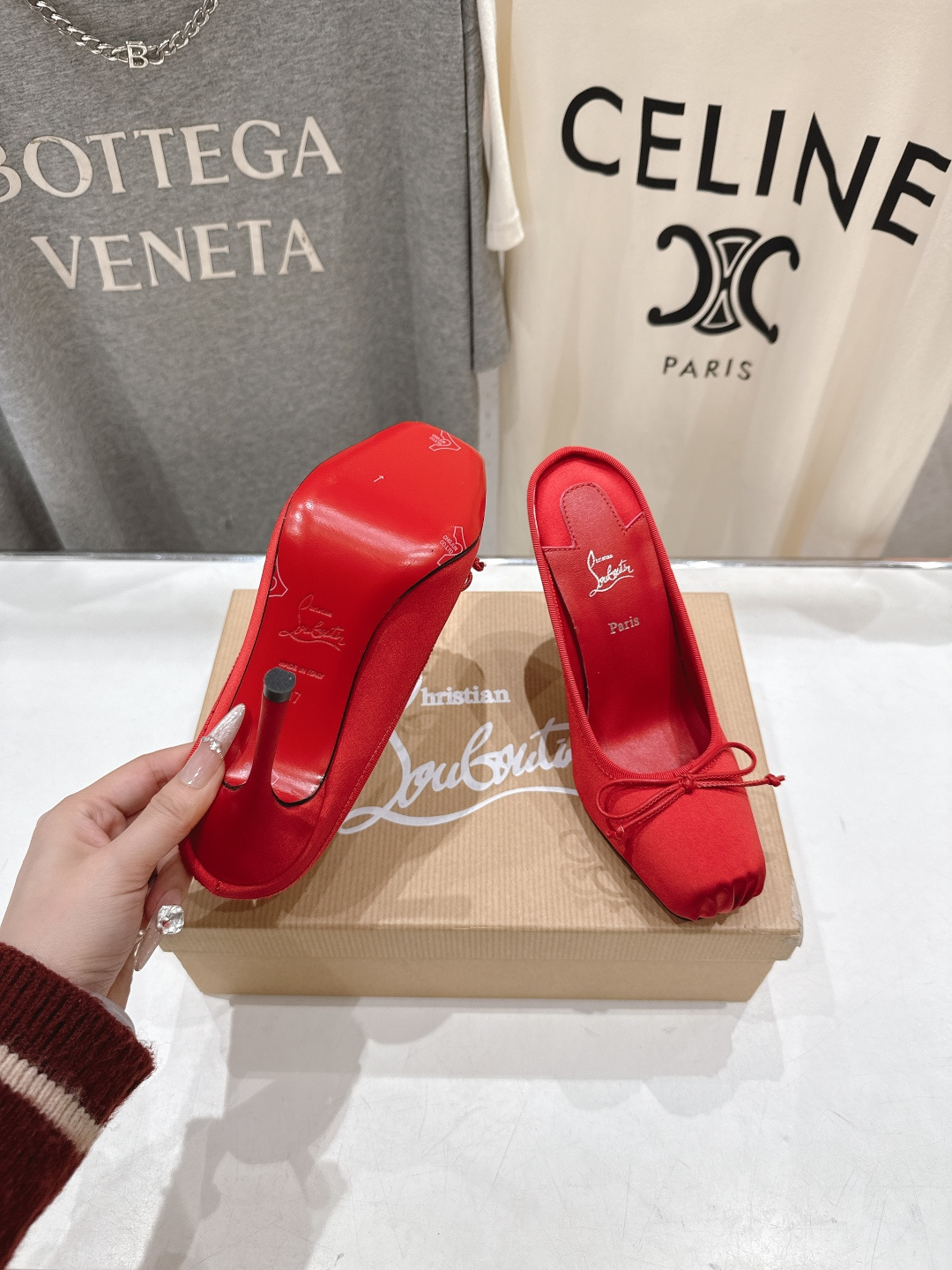 高版本出厂 Christian Loubotti CL红底鞋F030 2026ss新款蝴蝶结仙女风高跟鞋