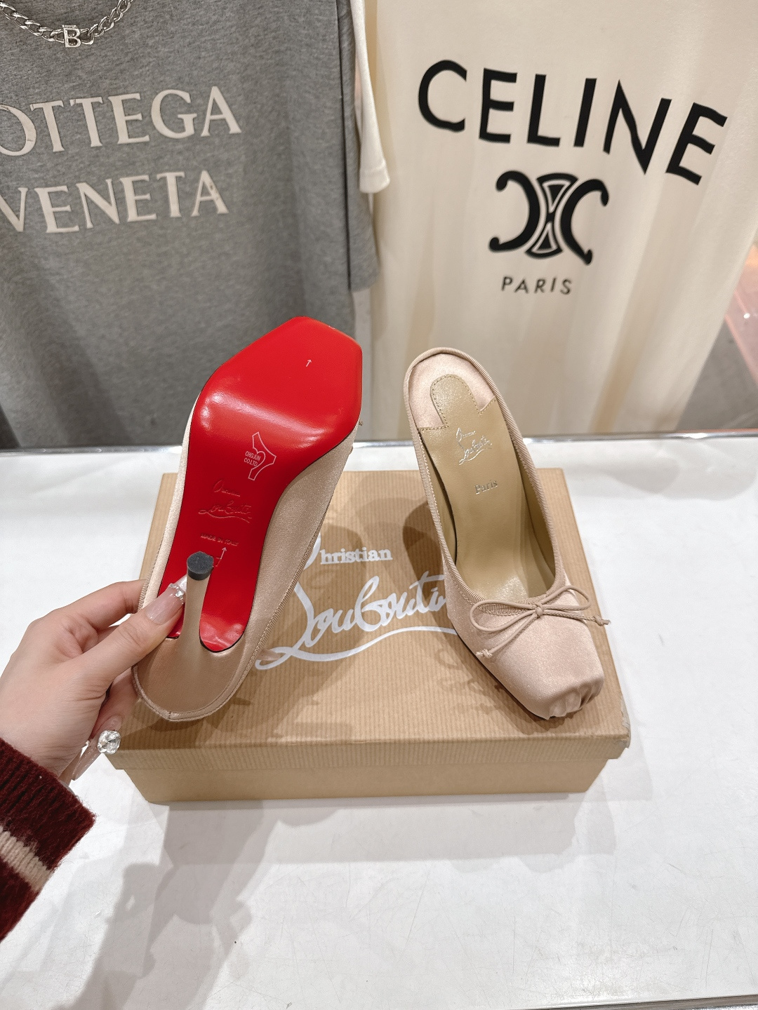 高版本出厂 Christian Loubotti CL红底鞋F030 2026ss新款蝴蝶结仙女风高跟鞋