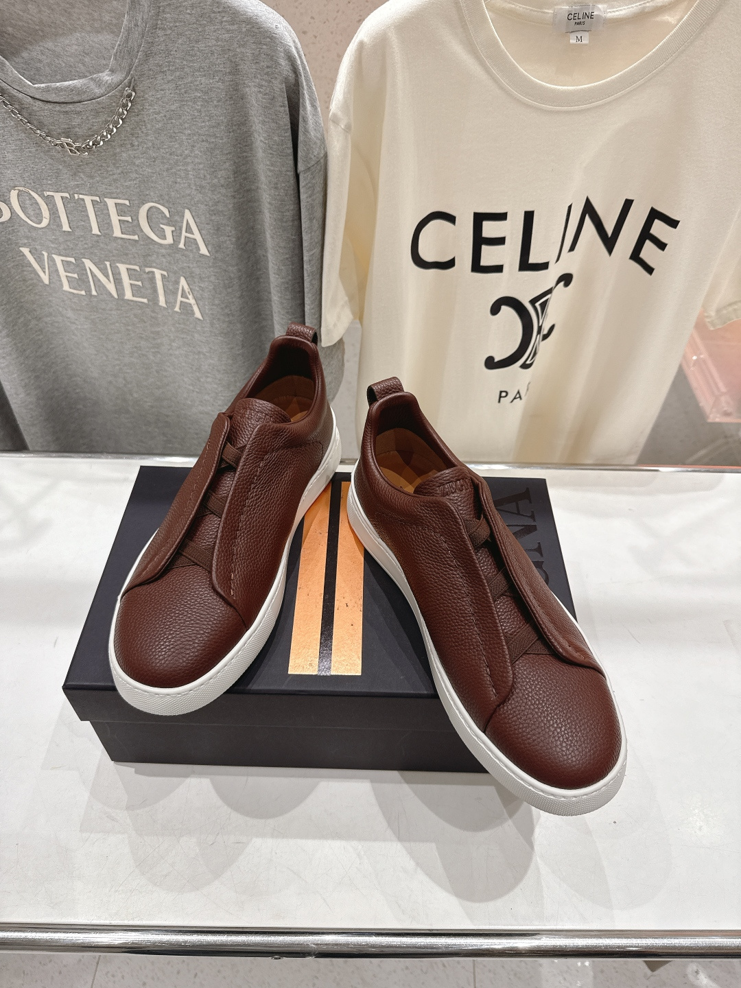 顶级版本 Zegna杰尼亚 2026ss春夏季新品男款奢华一脚蹬小白鞋休闲鞋Triple Stitch 