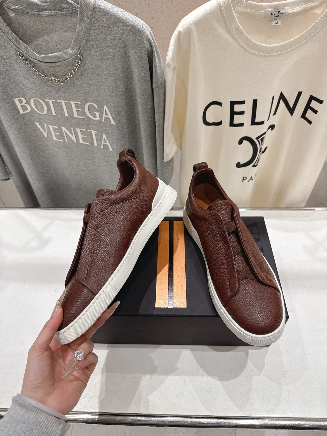 顶级版本 Zegna杰尼亚 2026ss春夏季新品男款奢华一脚蹬小白鞋休闲鞋Triple Stitch 