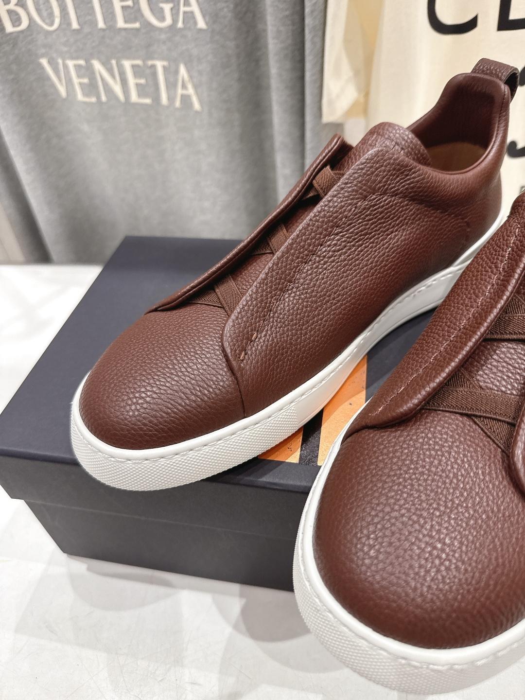 顶级版本 Zegna杰尼亚 2026ss春夏季新品男款奢华一脚蹬小白鞋休闲鞋Triple Stitch 