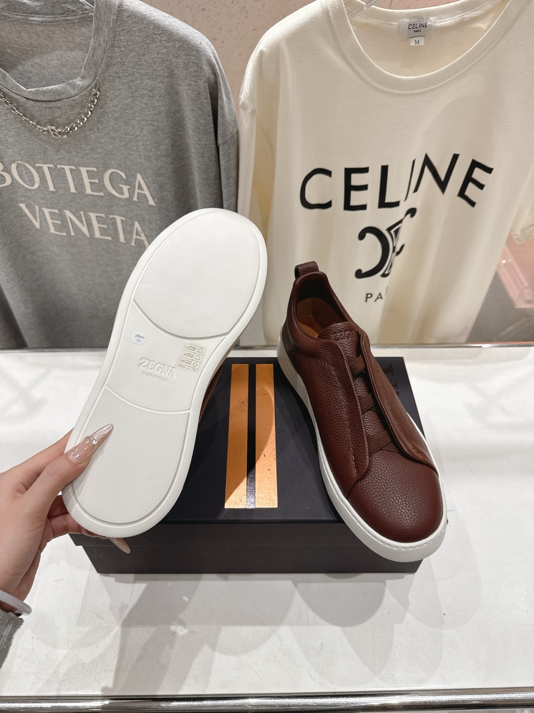 顶级版本 Zegna杰尼亚 2026ss春夏季新品男款奢华一脚蹬小白鞋休闲鞋Triple Stitch 