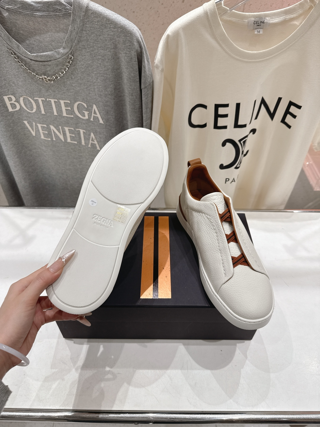 顶级版本 Zegna杰尼亚 2026ss春夏季新品男款奢华一脚蹬小白鞋休闲鞋Triple Stitch 