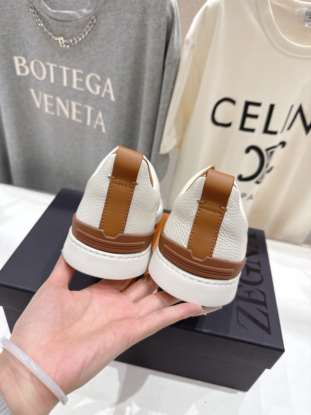 顶级版本 Zegna杰尼亚 2026ss春夏季新品男款奢华一脚蹬小白鞋休闲鞋Triple Stitch 