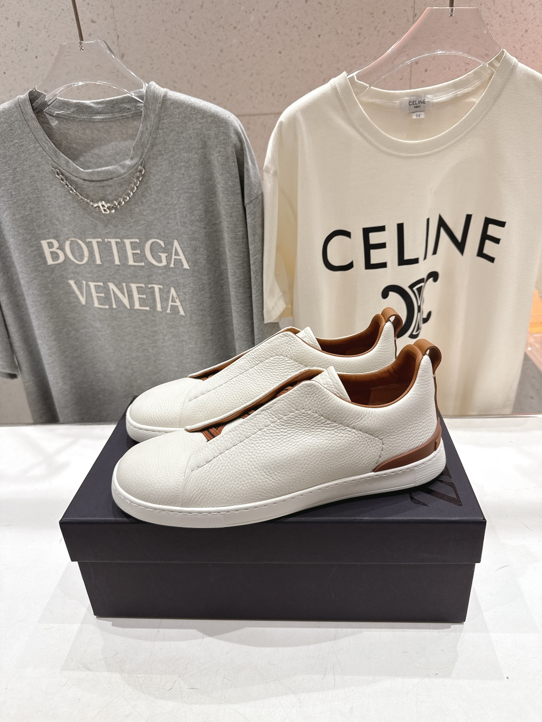 顶级版本 Zegna杰尼亚 2026ss春夏季新品男款奢华一脚蹬小白鞋休闲鞋Triple Stitch 