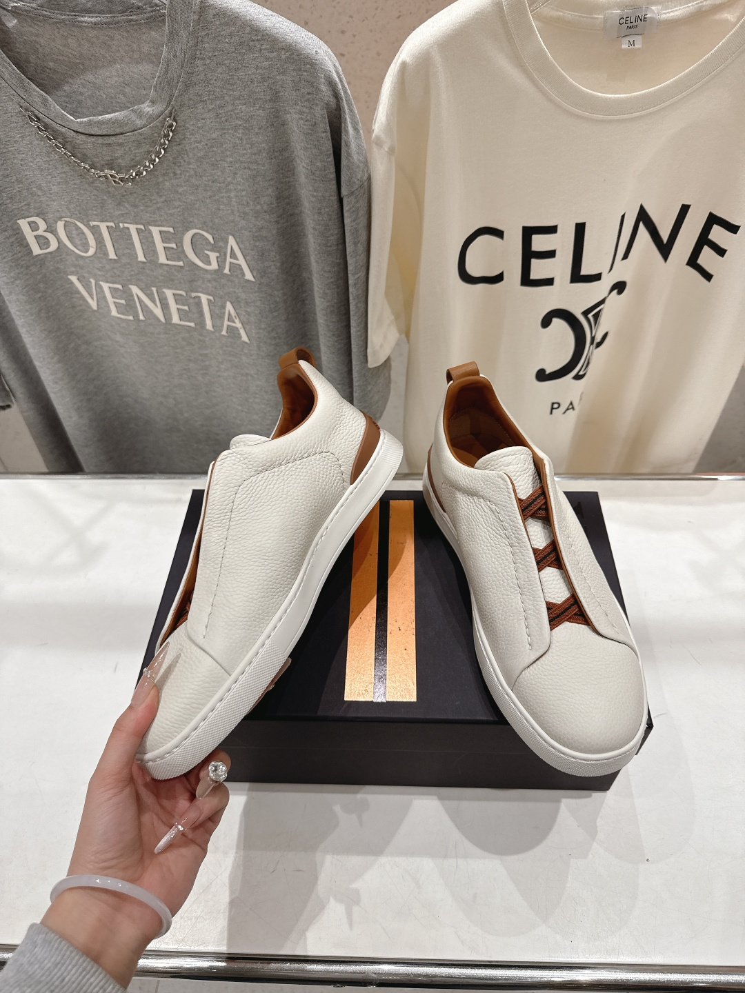 顶级版本 Zegna杰尼亚 2026ss春夏季新品男款奢华一脚蹬小白鞋休闲鞋Triple Stitch 