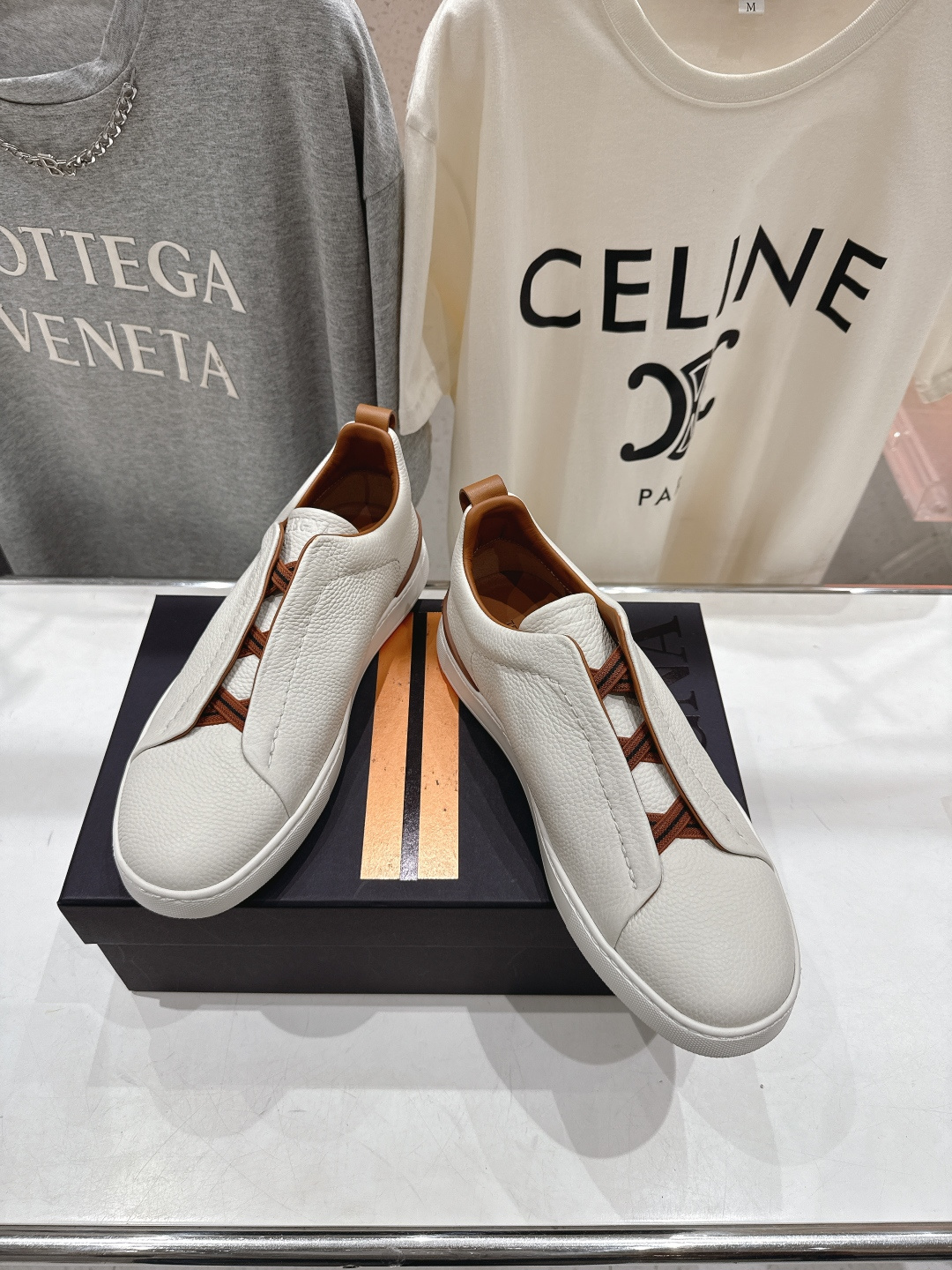 顶级版本 Zegna杰尼亚 2026ss春夏季新品男款奢华一脚蹬小白鞋休闲鞋Triple Stitch 