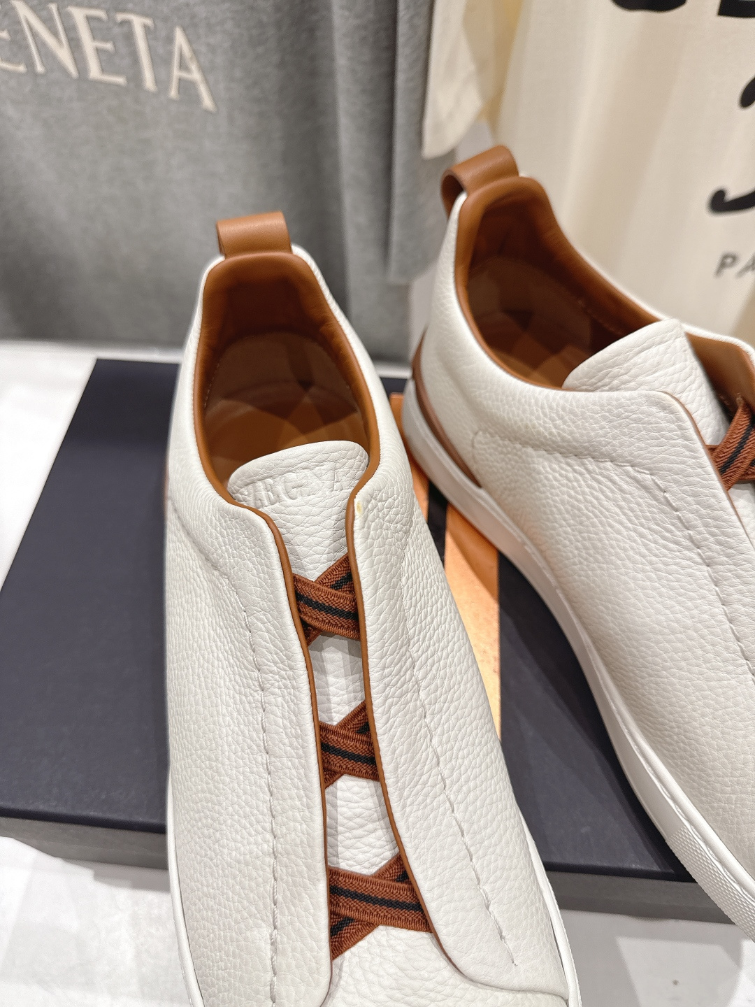 顶级版本 Zegna杰尼亚 2026ss春夏季新品男款奢华一脚蹬小白鞋休闲鞋Triple Stitch 