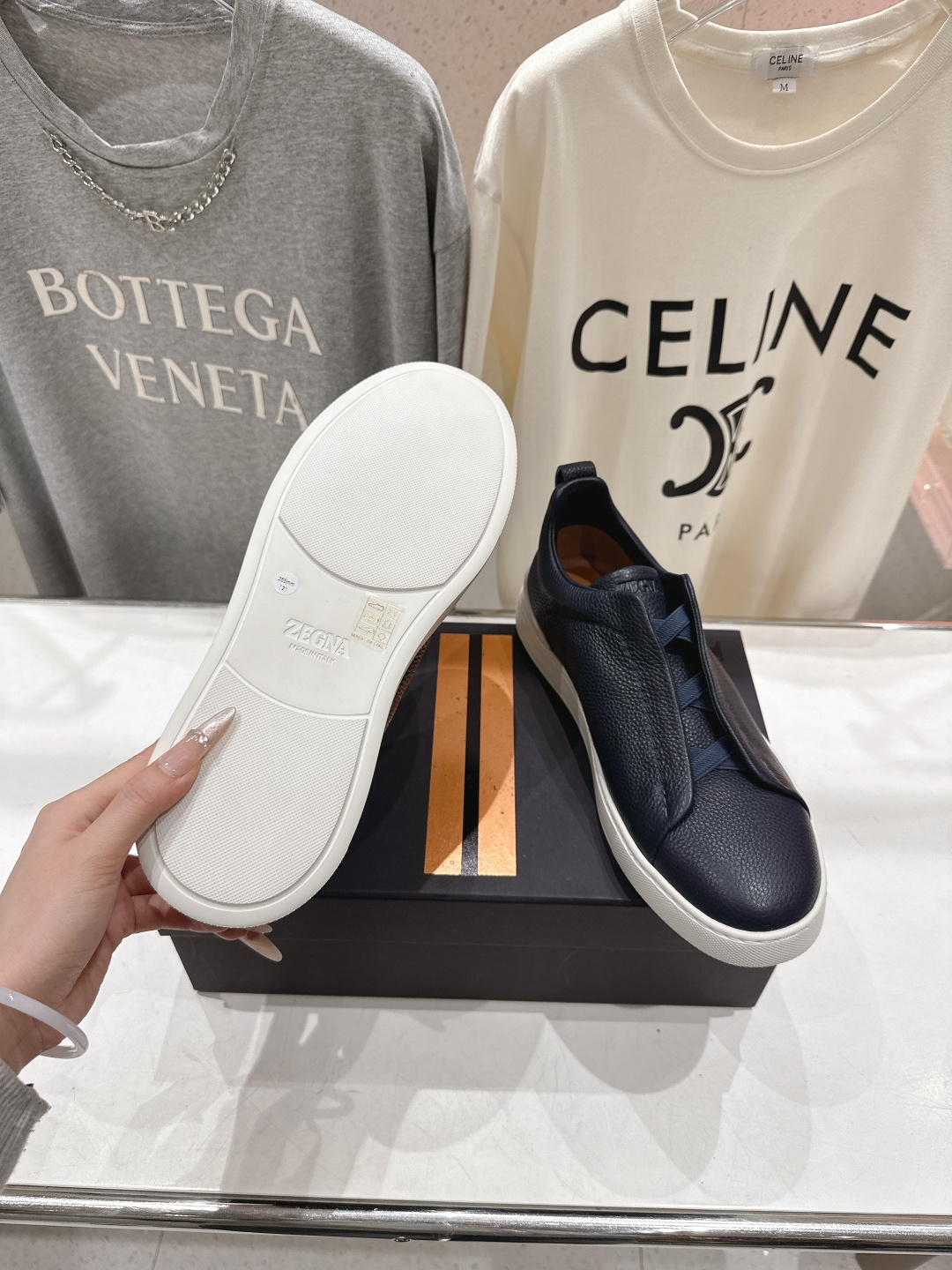 顶级版本 Zegna杰尼亚 2026ss春夏季新品男款奢华一脚蹬小白鞋休闲鞋Triple Stitch 