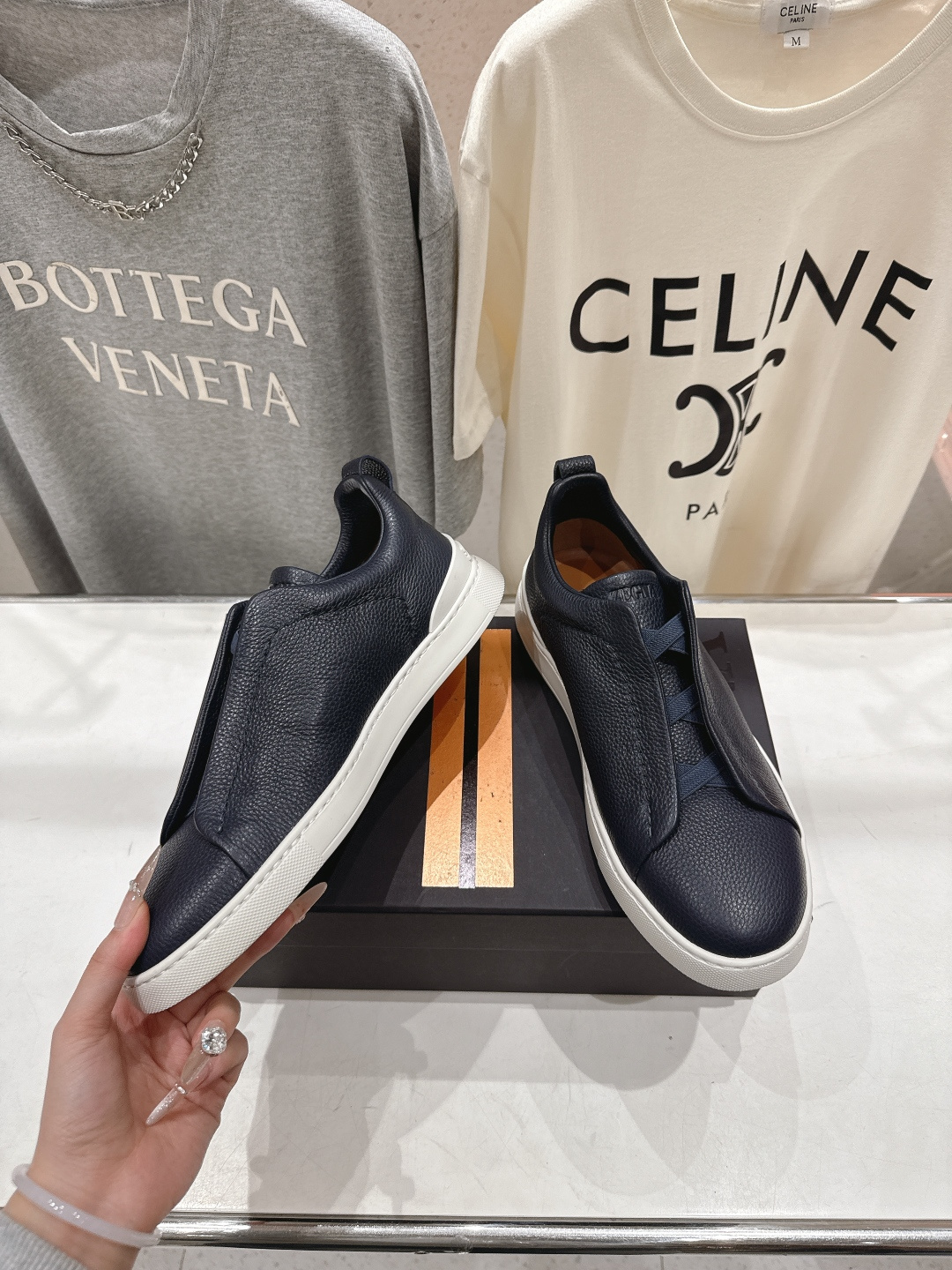 顶级版本 Zegna杰尼亚 2026ss春夏季新品男款奢华一脚蹬小白鞋休闲鞋Triple Stitch 