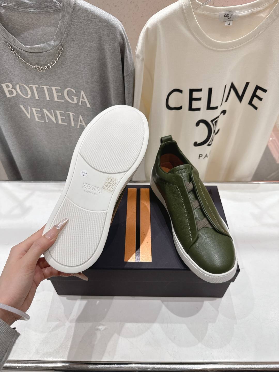 顶级版本 Zegna杰尼亚 2026ss春夏季新品男款奢华一脚蹬小白鞋休闲鞋Triple Stitch 