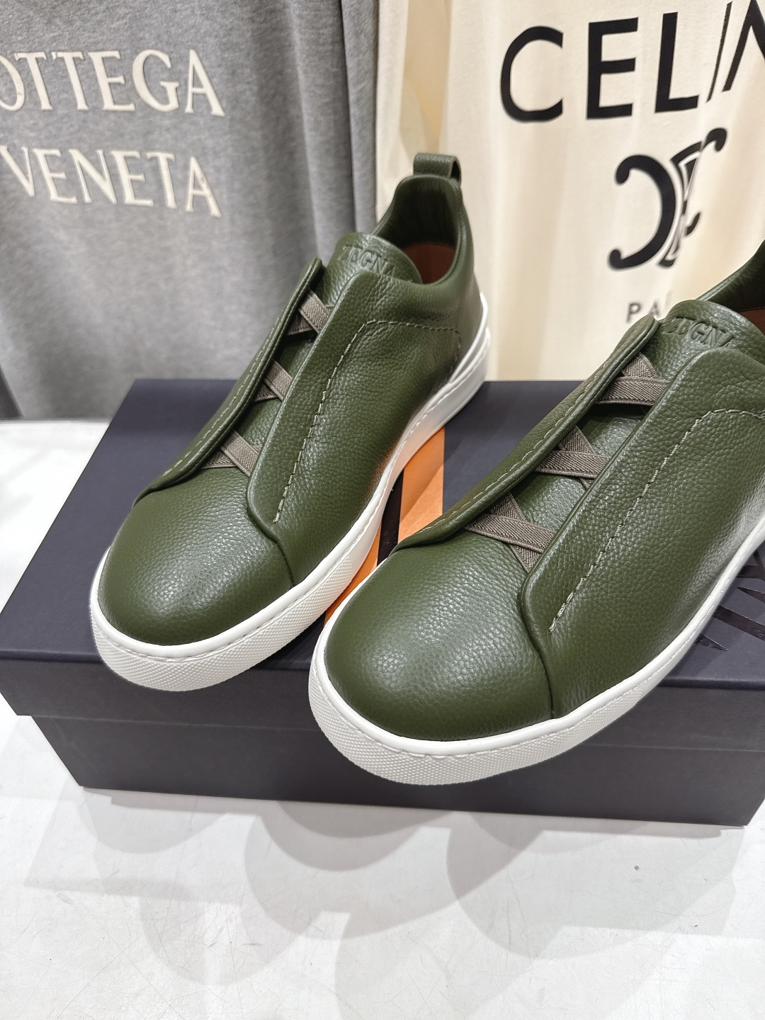 顶级版本 Zegna杰尼亚 2026ss春夏季新品男款奢华一脚蹬小白鞋休闲鞋Triple Stitch 