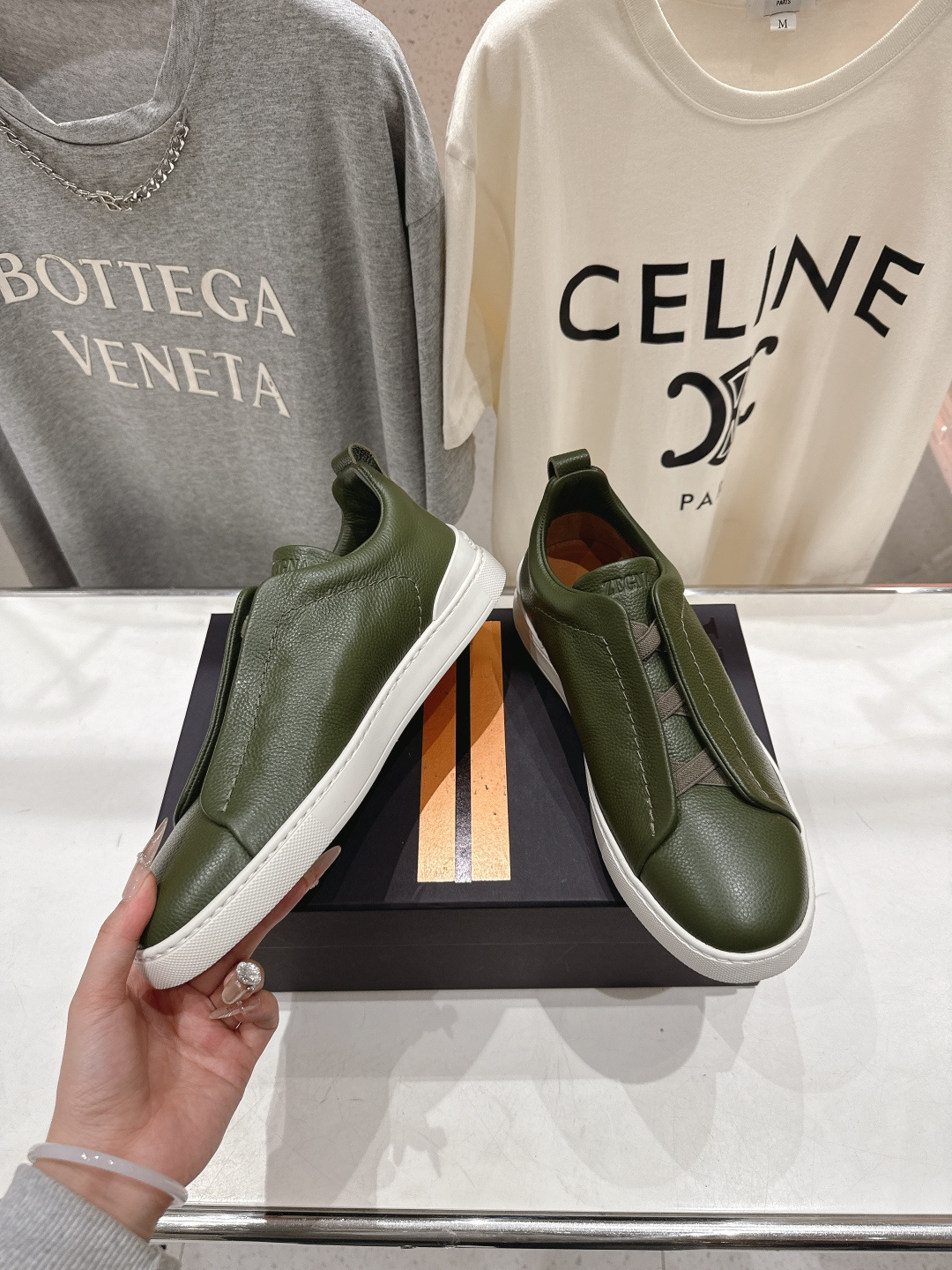 顶级版本 Zegna杰尼亚 2026ss春夏季新品男款奢华一脚蹬小白鞋休闲鞋Triple Stitch 