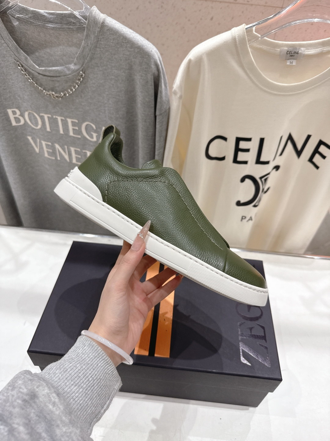 顶级版本 Zegna杰尼亚 2026ss春夏季新品男款奢华一脚蹬小白鞋休闲鞋Triple Stitch 