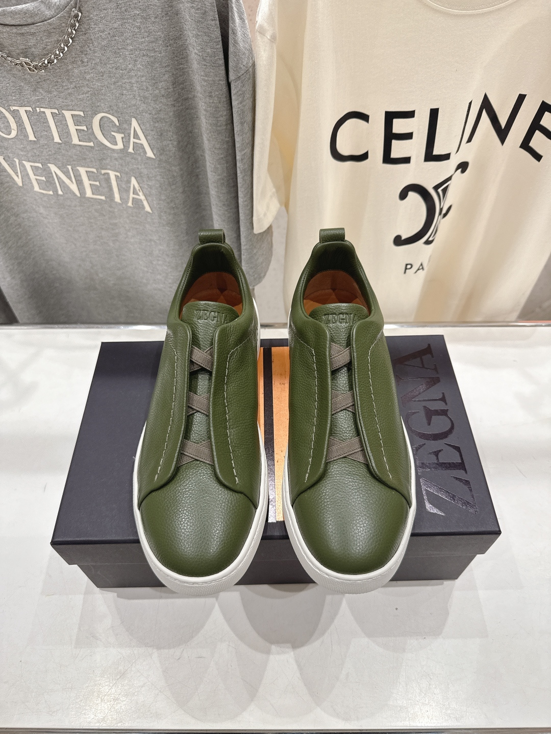 顶级版本 Zegna杰尼亚 2026ss春夏季新品男款奢华一脚蹬小白鞋休闲鞋Triple Stitch 