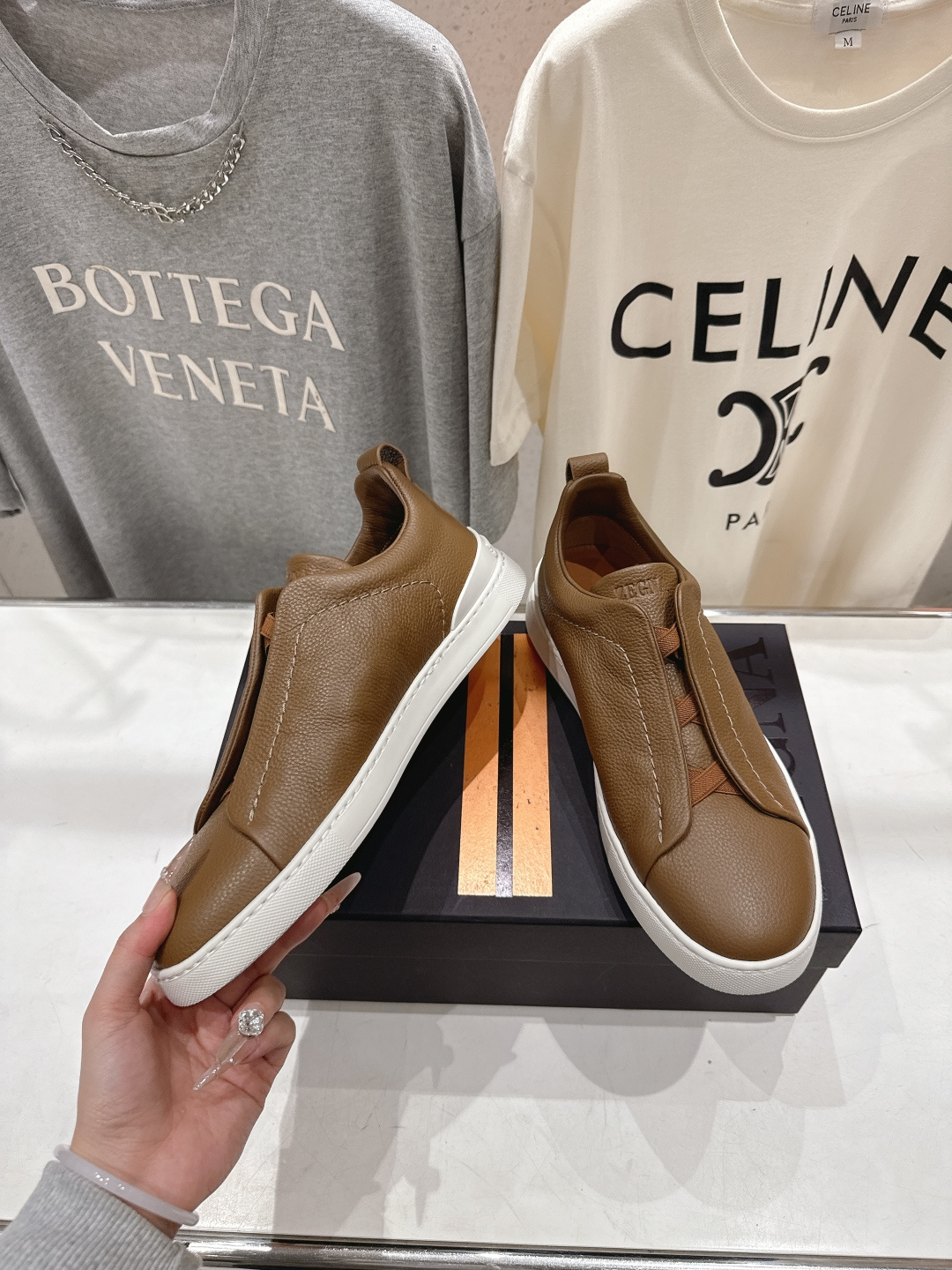 顶级版本 Zegna杰尼亚 2026ss春夏季新品男款奢华一脚蹬小白鞋休闲鞋Triple Stitch 