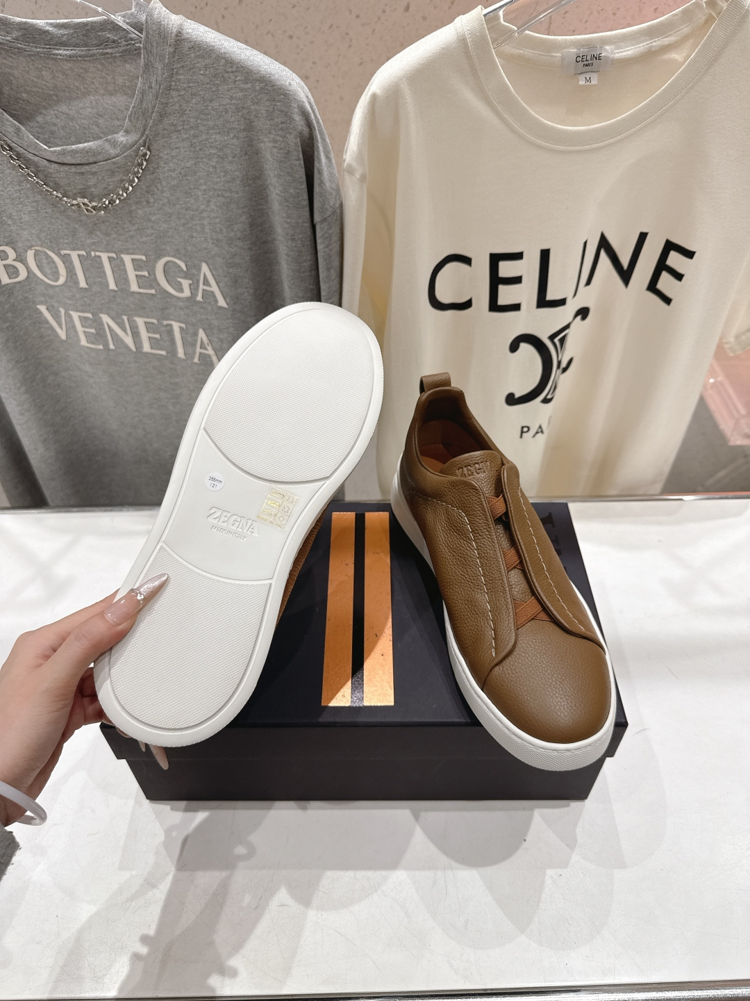 顶级版本 Zegna杰尼亚 2026ss春夏季新品男款奢华一脚蹬小白鞋休闲鞋Triple Stitch 