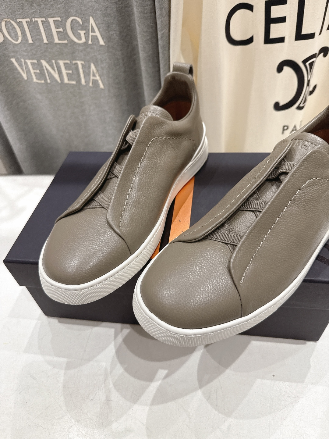 顶级版本 Zegna杰尼亚 2026ss春夏季新品男款奢华一脚蹬小白鞋休闲鞋Triple Stitch 