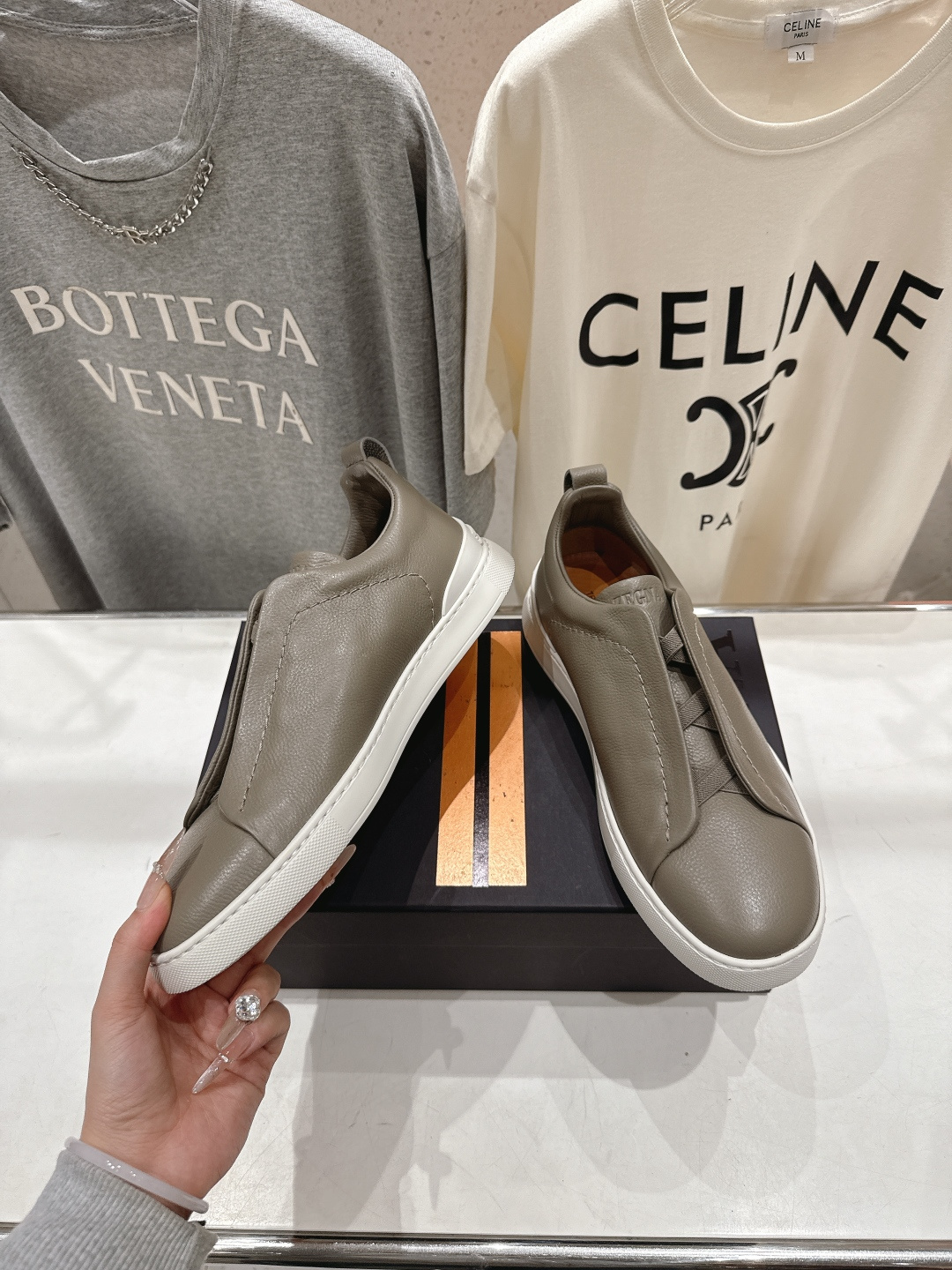 顶级版本 Zegna杰尼亚 2026ss春夏季新品男款奢华一脚蹬小白鞋休闲鞋Triple Stitch 