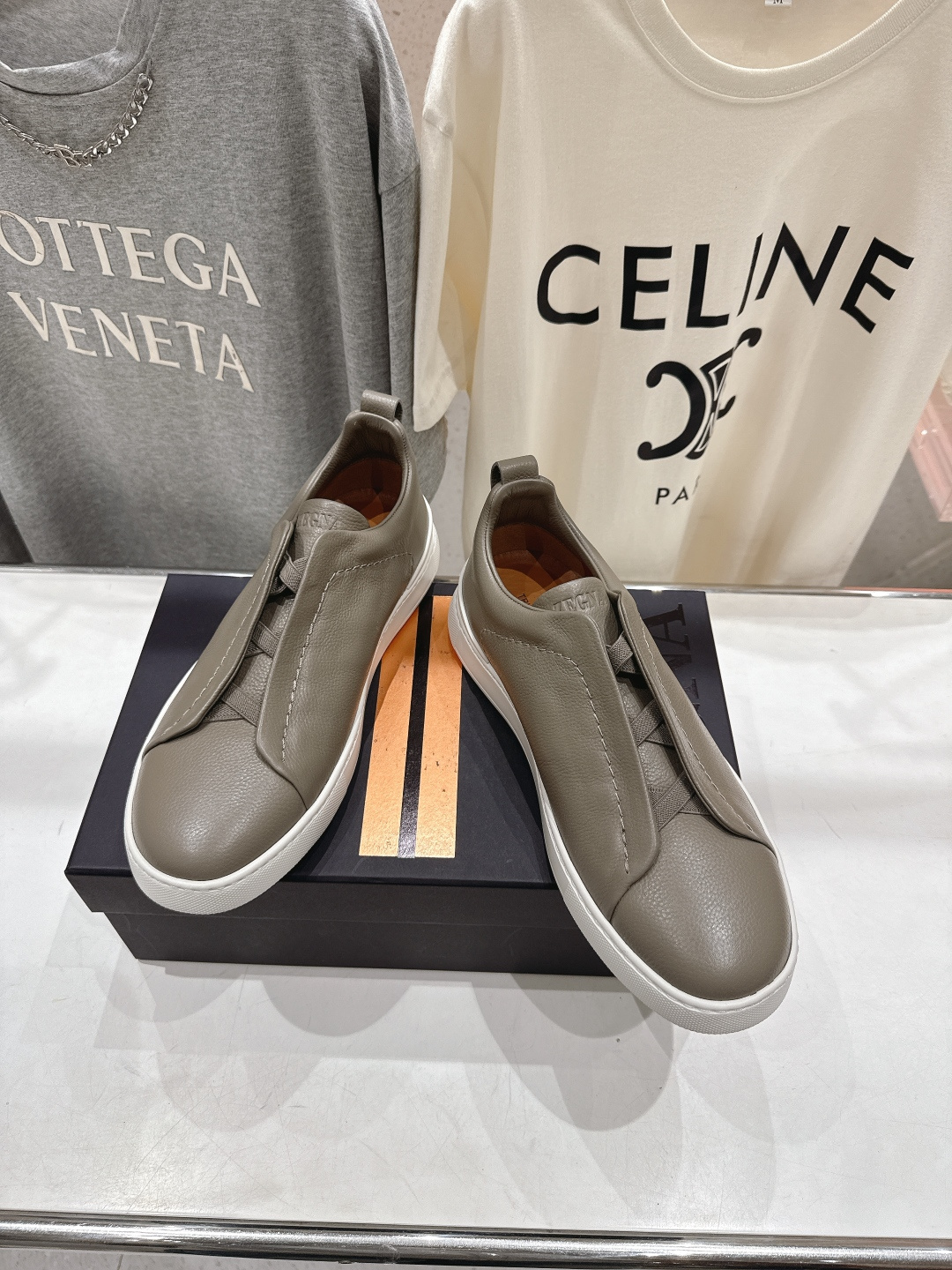 顶级版本 Zegna杰尼亚 2026ss春夏季新品男款奢华一脚蹬小白鞋休闲鞋Triple Stitch 