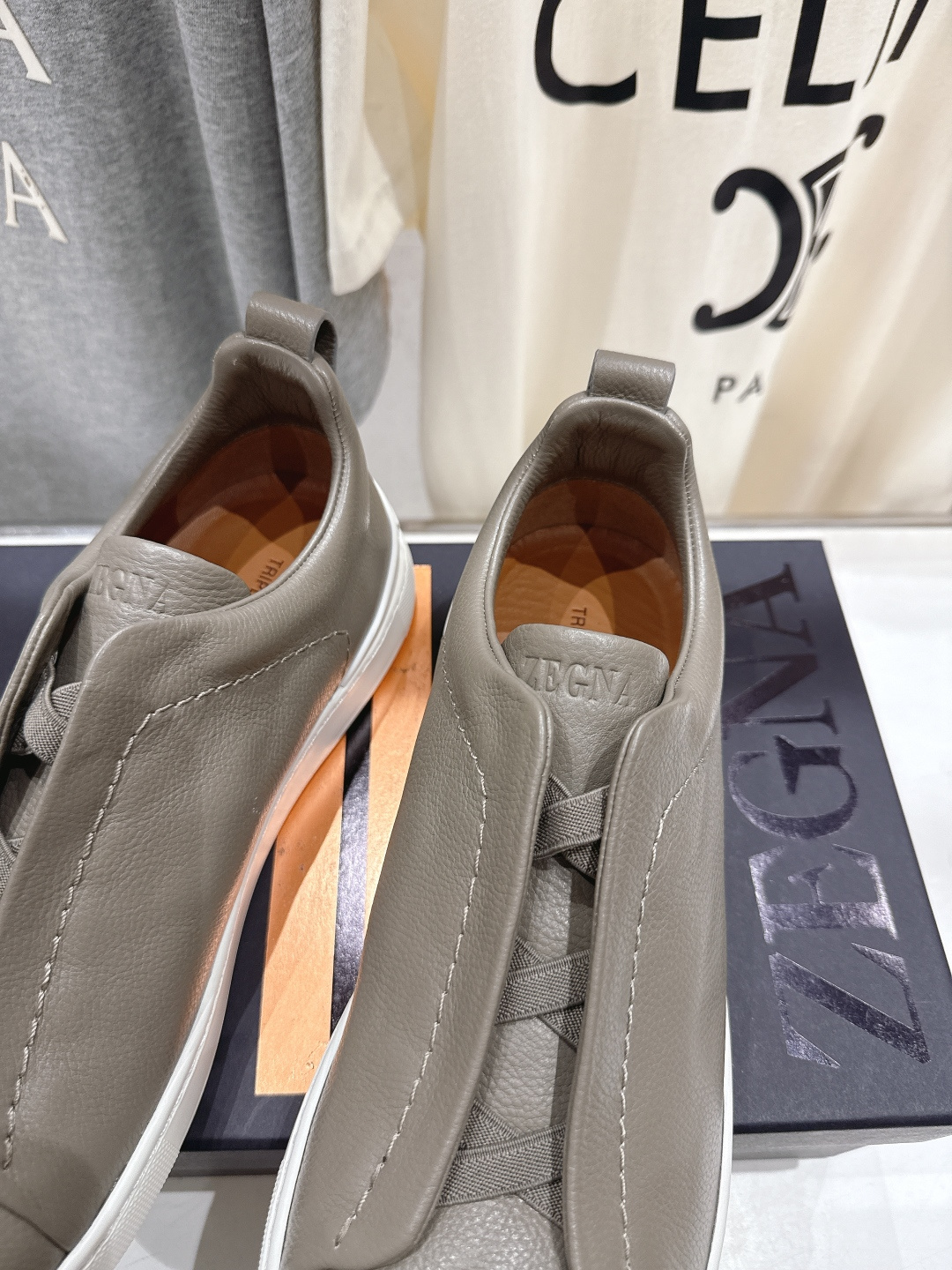 顶级版本 Zegna杰尼亚 2026ss春夏季新品男款奢华一脚蹬小白鞋休闲鞋Triple Stitch 