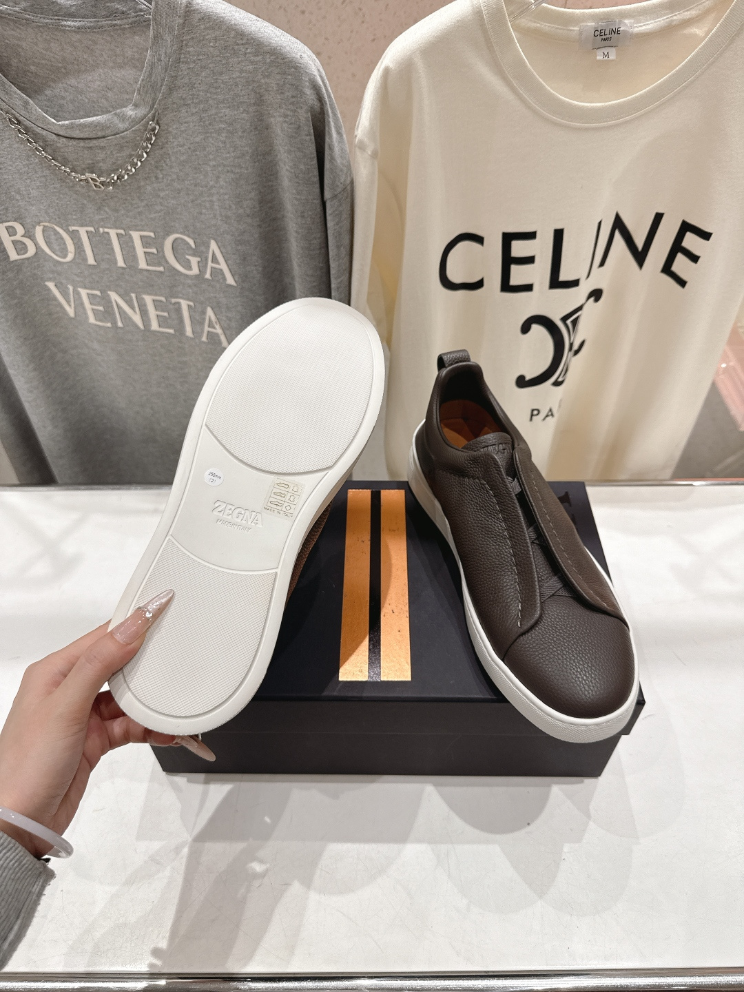 顶级版本 Zegna杰尼亚 2026ss春夏季新品男款奢华一脚蹬小白鞋休闲鞋Triple Stitch 