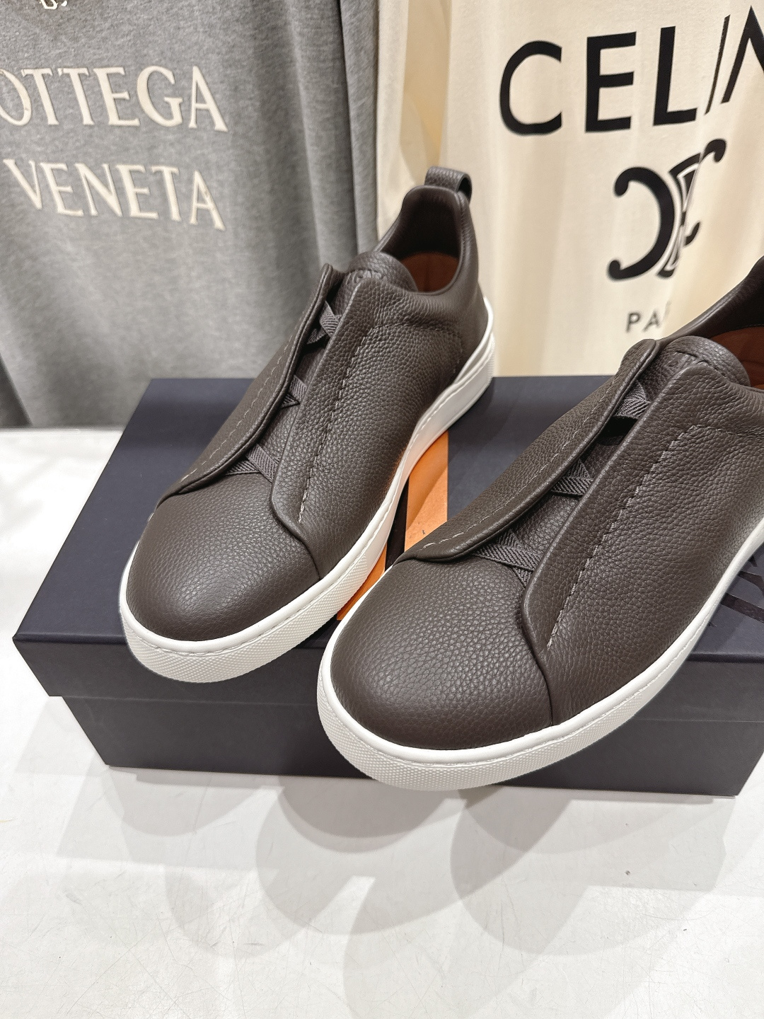 顶级版本 Zegna杰尼亚 2026ss春夏季新品男款奢华一脚蹬小白鞋休闲鞋Triple Stitch 