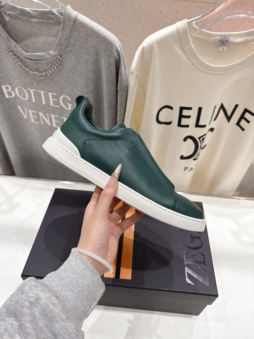 顶级版本 Zegna杰尼亚 2026ss春夏季新品男款奢华一脚蹬小白鞋休闲鞋Triple Stitch 