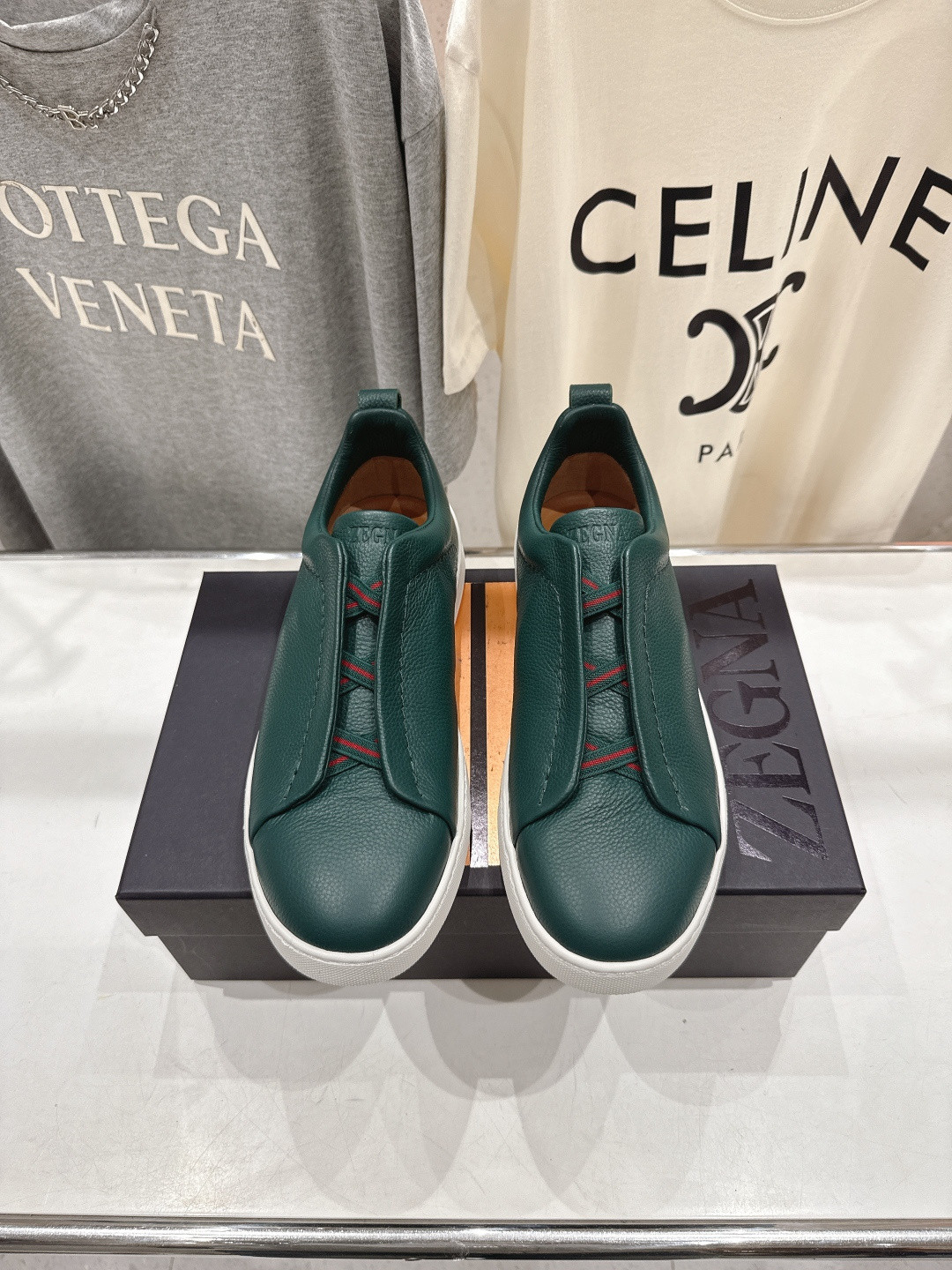 顶级版本 Zegna杰尼亚 2026ss春夏季新品男款奢华一脚蹬小白鞋休闲鞋Triple Stitch 