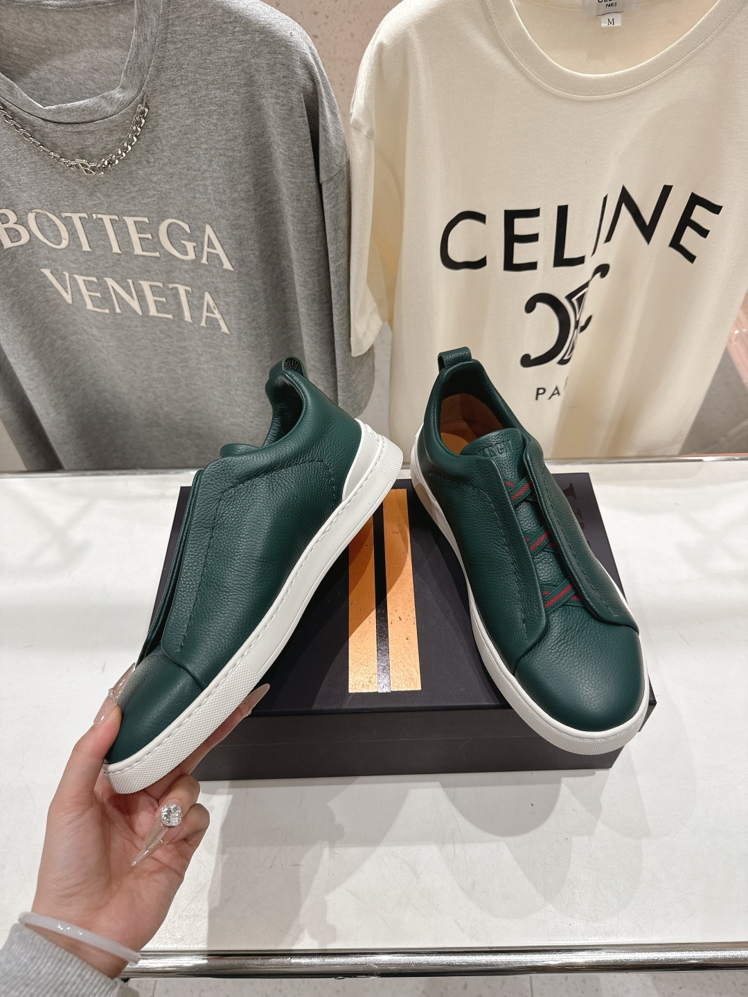 顶级版本 Zegna杰尼亚 2026ss春夏季新品男款奢华一脚蹬小白鞋休闲鞋Triple Stitch 