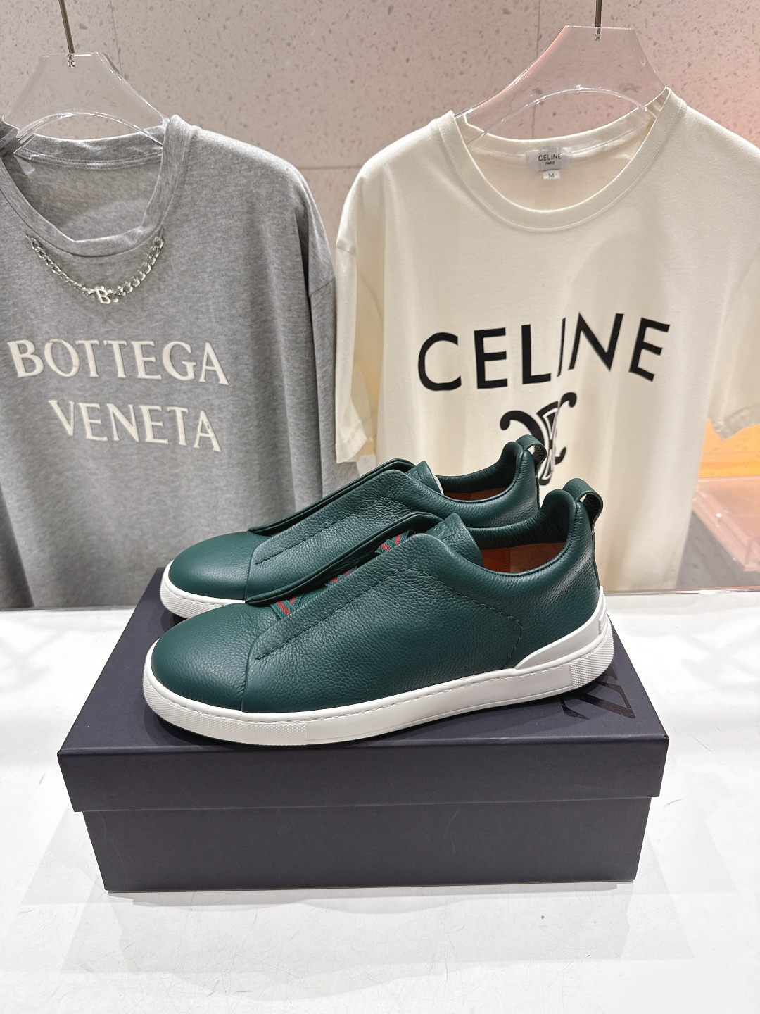 顶级版本 Zegna杰尼亚 2026ss春夏季新品男款奢华一脚蹬小白鞋休闲鞋Triple Stitch 