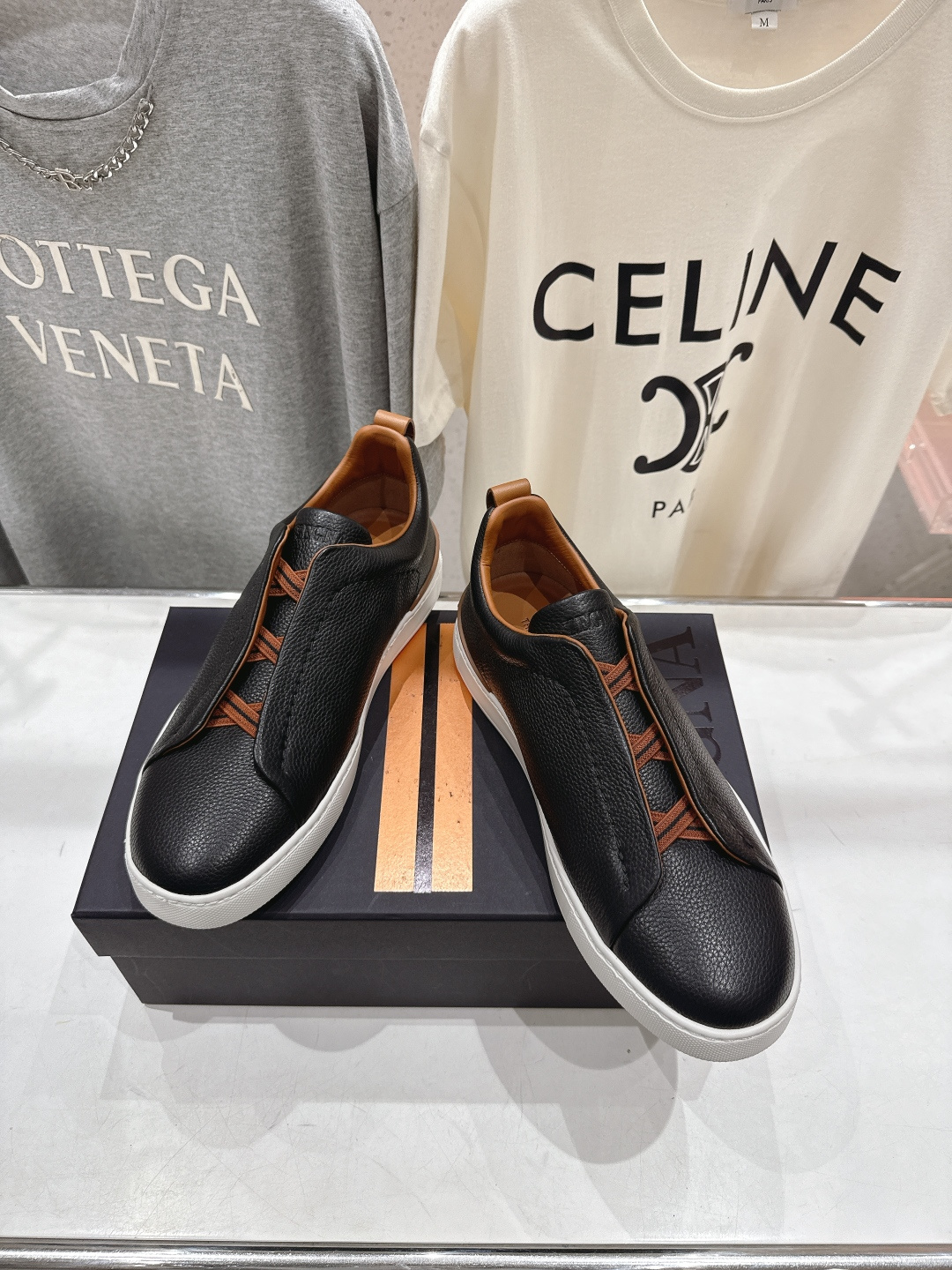 顶级版本 Zegna杰尼亚 2026ss春夏季新品男款奢华一脚蹬小白鞋休闲鞋Triple Stitch 