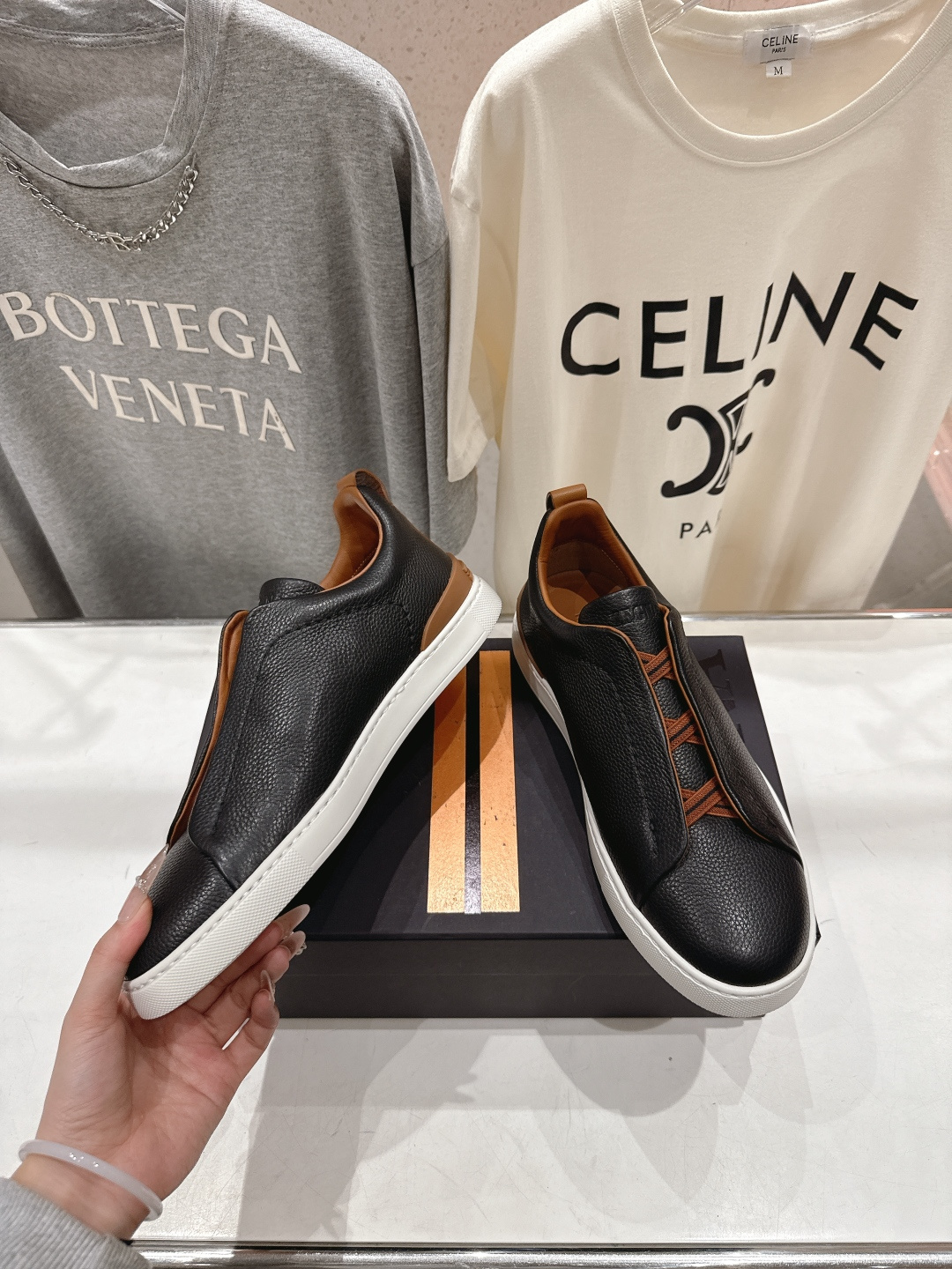 顶级版本 Zegna杰尼亚 2026ss春夏季新品男款奢华一脚蹬小白鞋休闲鞋Triple Stitch 