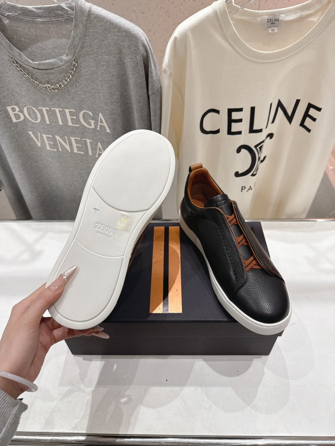 顶级版本 Zegna杰尼亚 2026ss春夏季新品男款奢华一脚蹬小白鞋休闲鞋Triple Stitch 