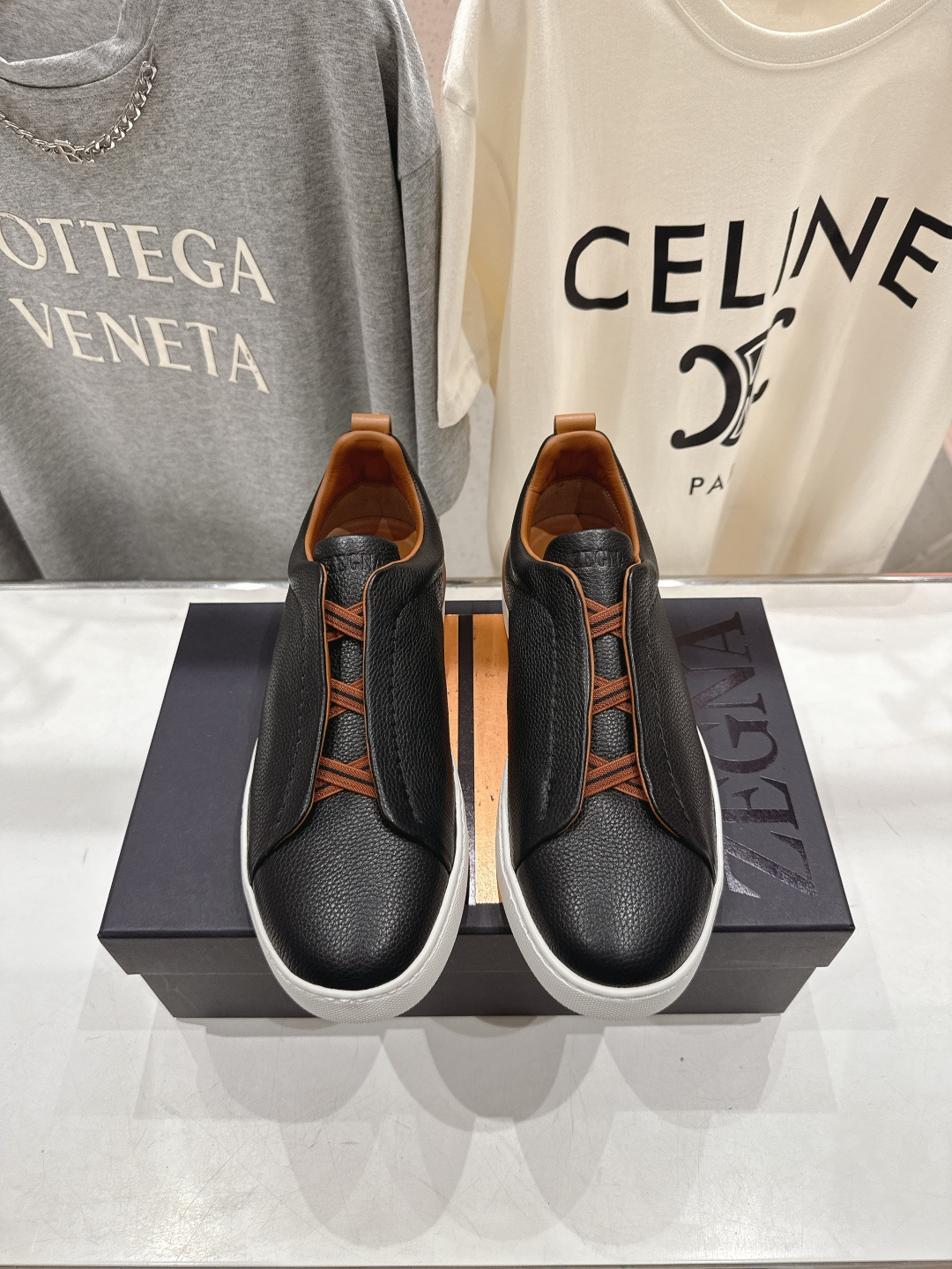 顶级版本 Zegna杰尼亚 2026ss春夏季新品男款奢华一脚蹬小白鞋休闲鞋Triple Stitch 