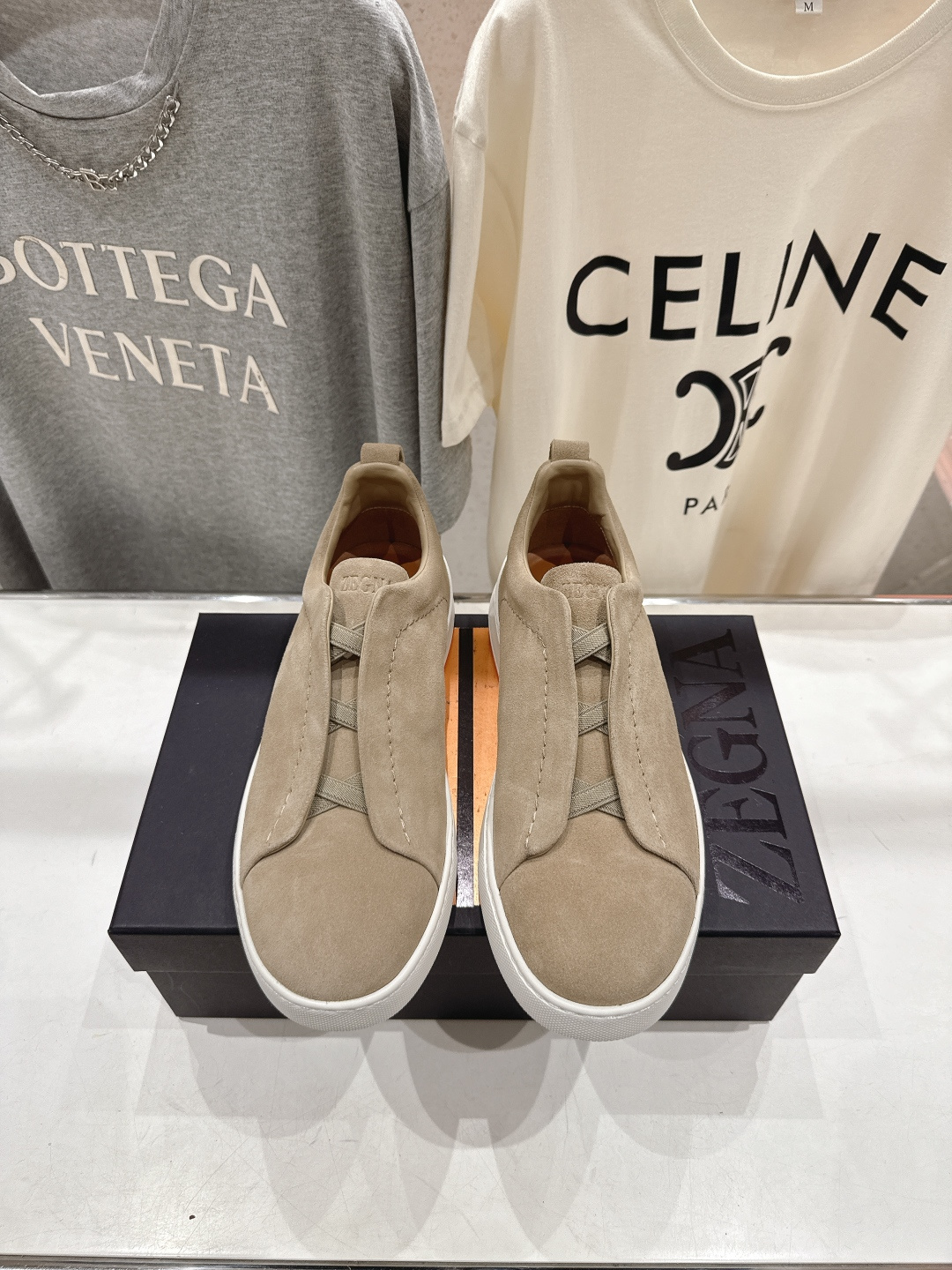 顶级版本 Zegna杰尼亚 2026ss春夏季新品男款奢华一脚蹬小白鞋休闲鞋Triple Stitch 