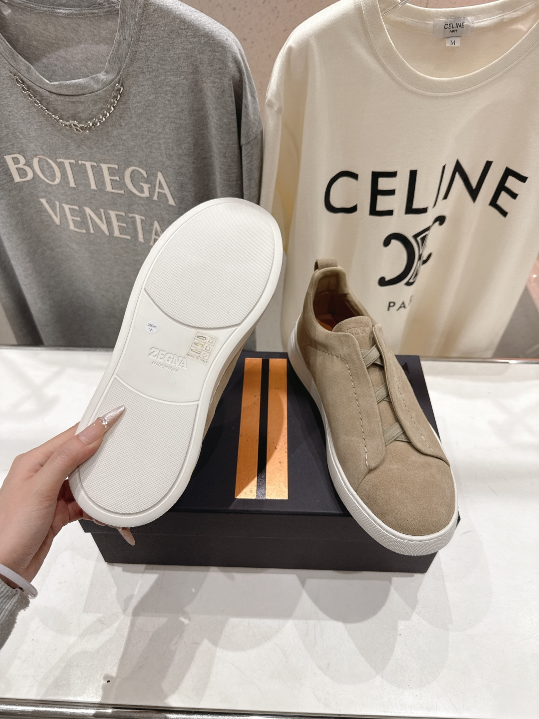 顶级版本 Zegna杰尼亚 2026ss春夏季新品男款奢华一脚蹬小白鞋休闲鞋Triple Stitch 