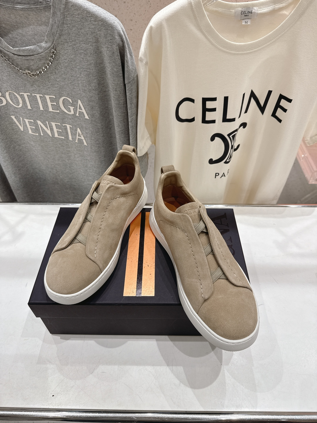 顶级版本 Zegna杰尼亚 2026ss春夏季新品男款奢华一脚蹬小白鞋休闲鞋Triple Stitch 