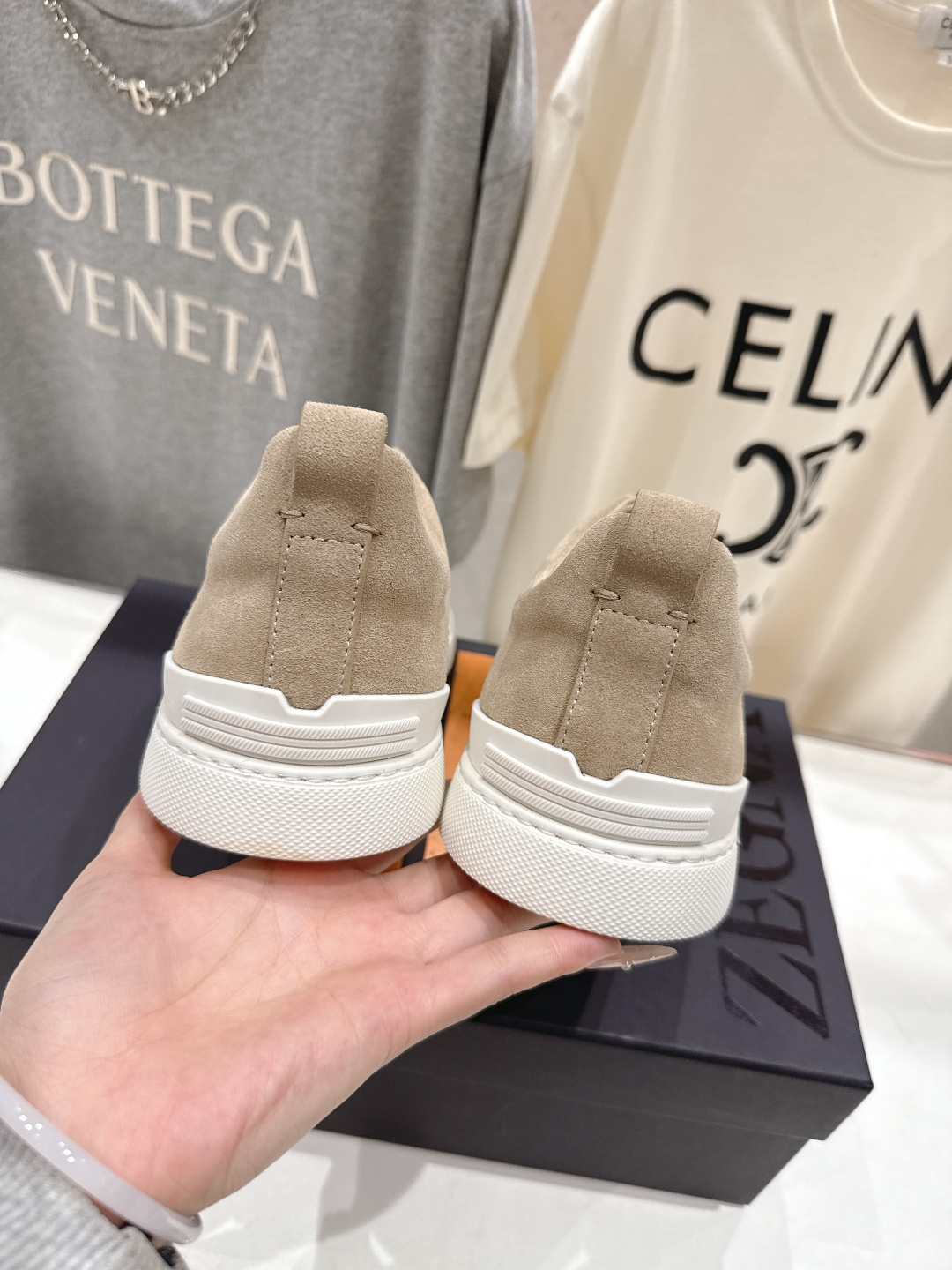 顶级版本 Zegna杰尼亚 2026ss春夏季新品男款奢华一脚蹬小白鞋休闲鞋Triple Stitch 