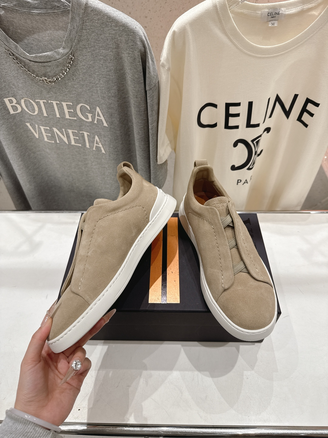 顶级版本 Zegna杰尼亚 2026ss春夏季新品男款奢华一脚蹬小白鞋休闲鞋Triple Stitch 