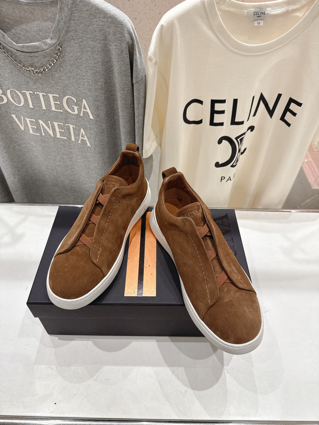 顶级版本 Zegna杰尼亚 2026ss春夏季新品男款奢华一脚蹬小白鞋休闲鞋Triple Stitch 